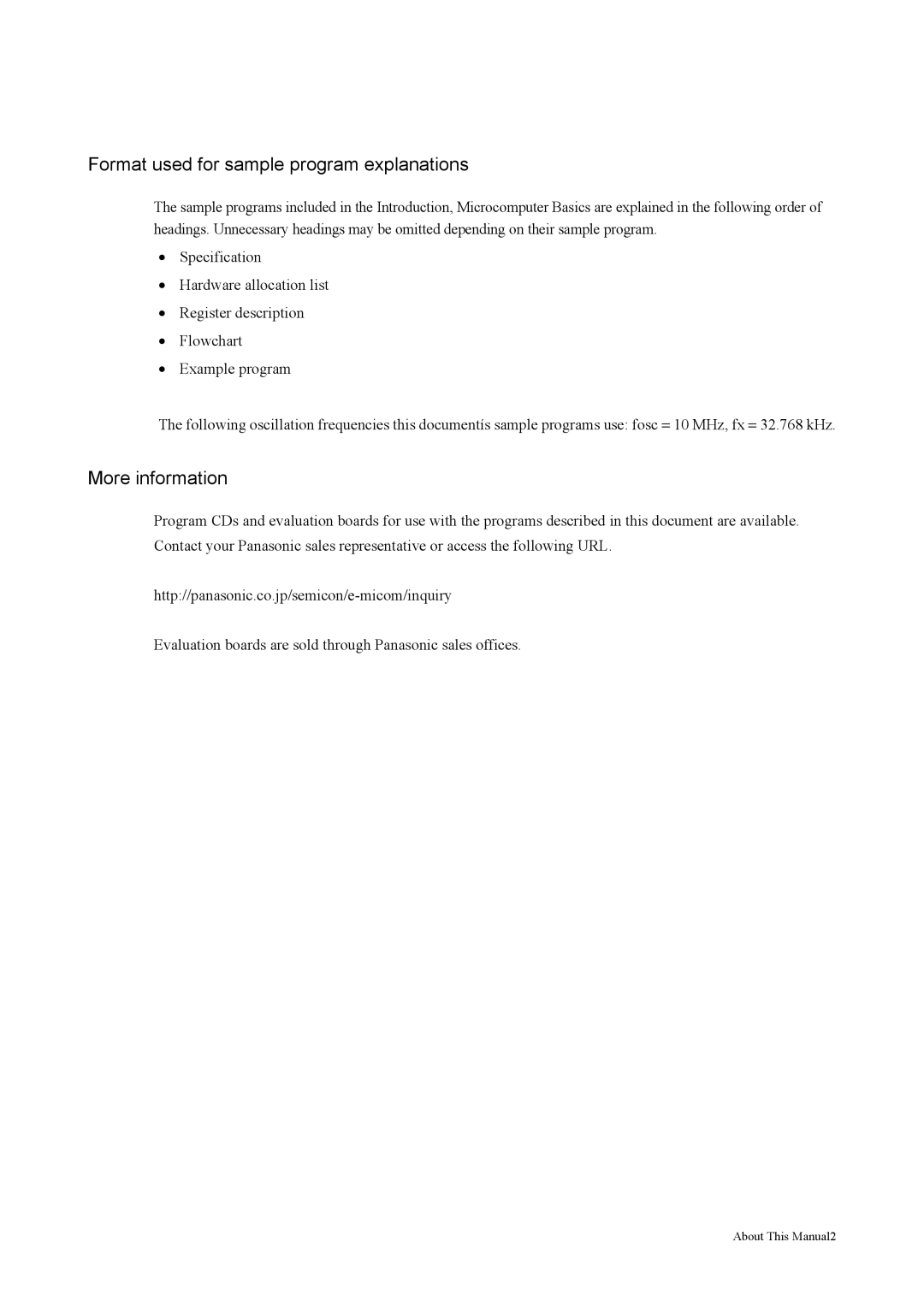 Panasonic MN103S manual Format used for sample program explanations 