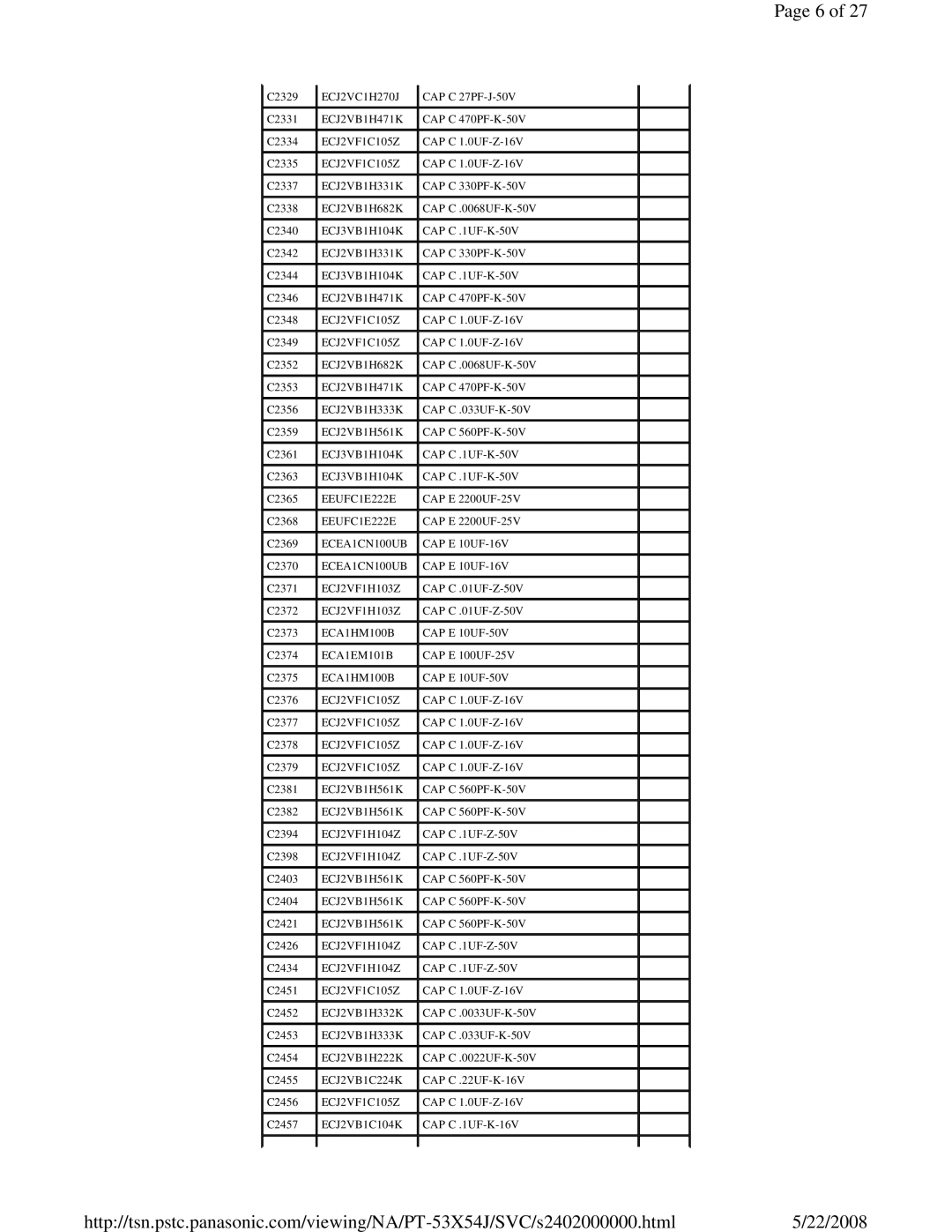 Panasonic MTNC040520C1 service manual ECJ2VC1H270J 