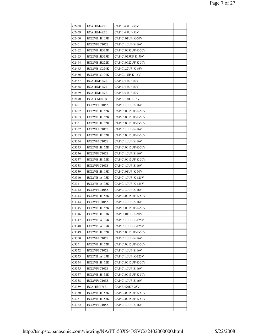 Panasonic MTNC040520C1 service manual ECJ2VB1H152K 