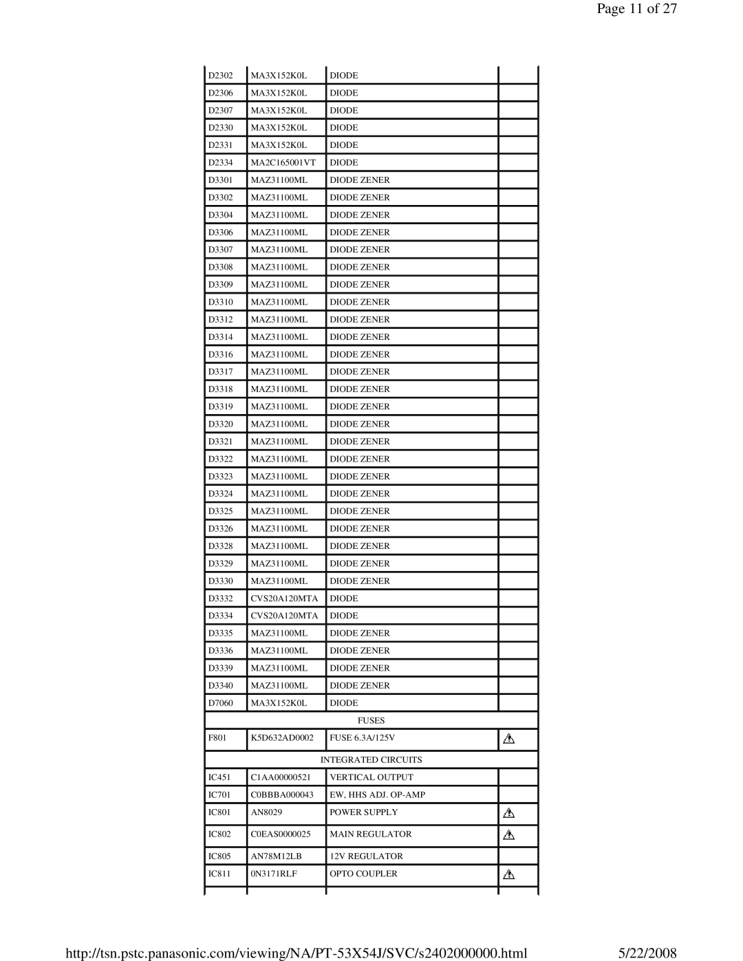 Panasonic MTNC040520C1 service manual CVS20A120MTA Diode 