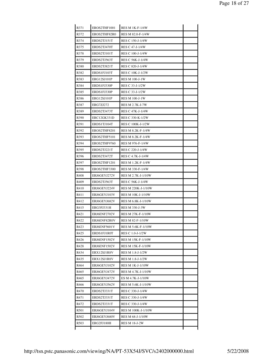 Panasonic MTNC040520C1 service manual EROS2THF82R0 