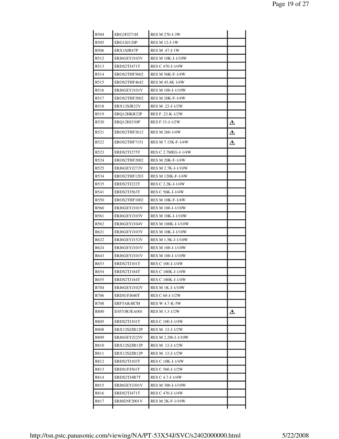 Panasonic MTNC040520C1 service manual ERG3FJ271H 