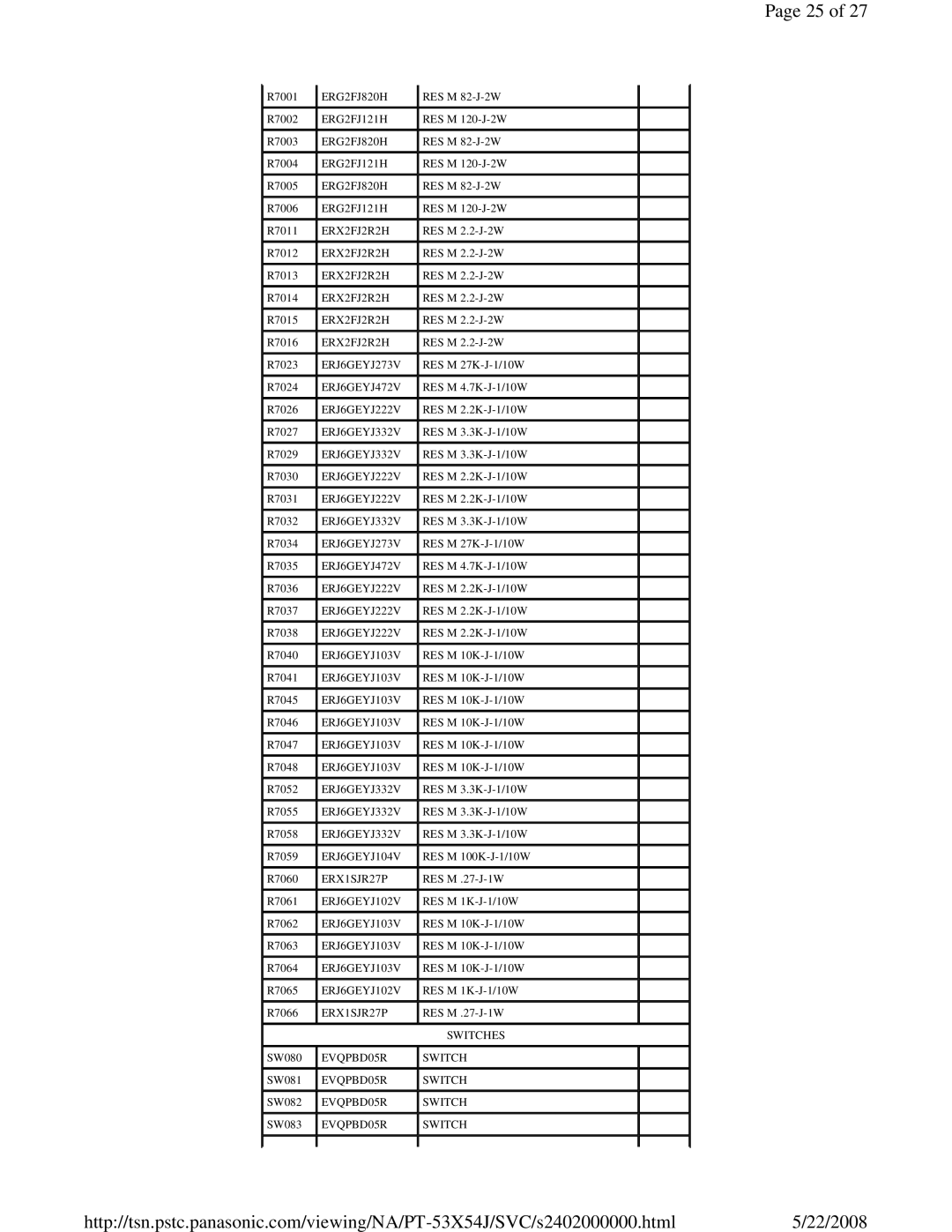 Panasonic MTNC040520C1 service manual ERG2FJ820H 