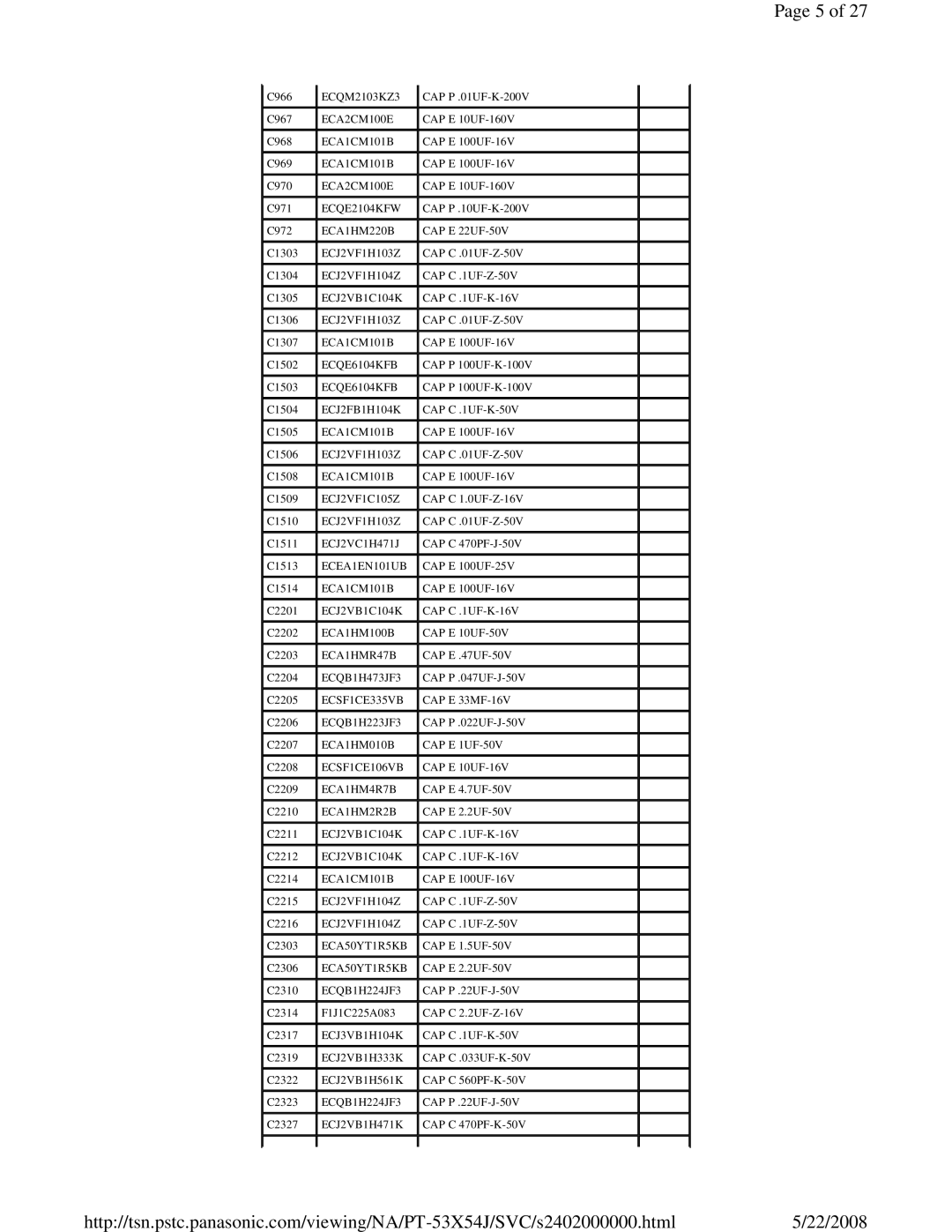 Panasonic MTNC040520C1 service manual ECJ2VB1C104K 