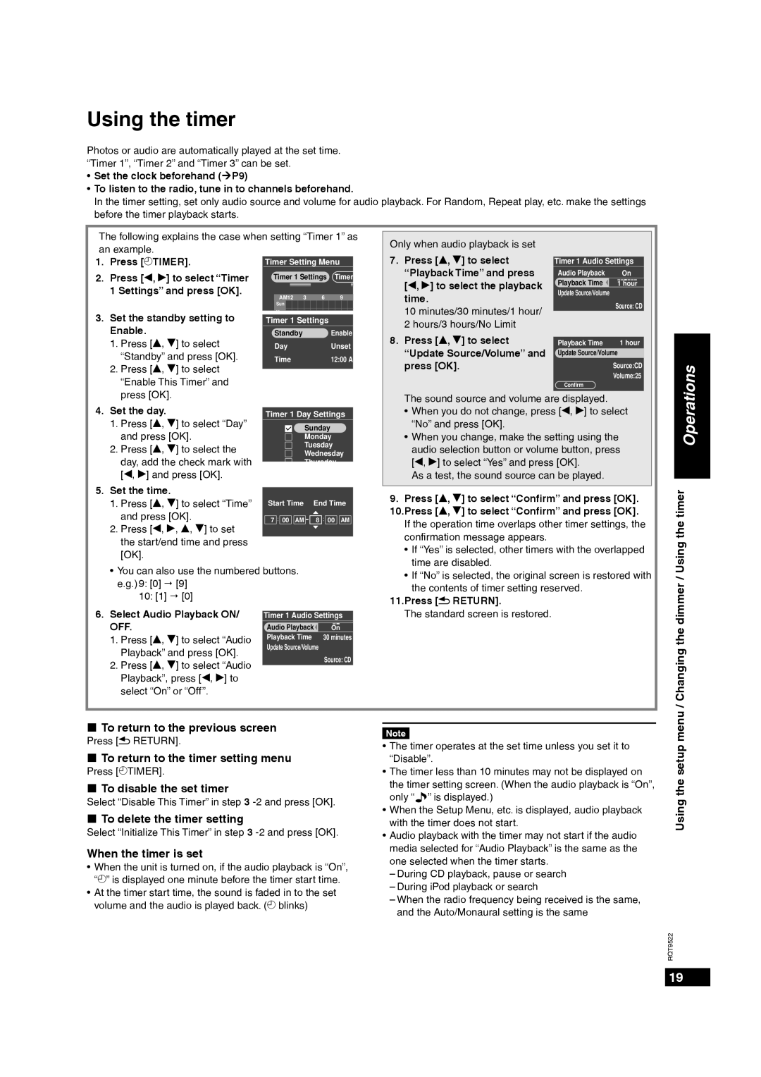 Panasonic MW-10 operating instructions Using the timer 