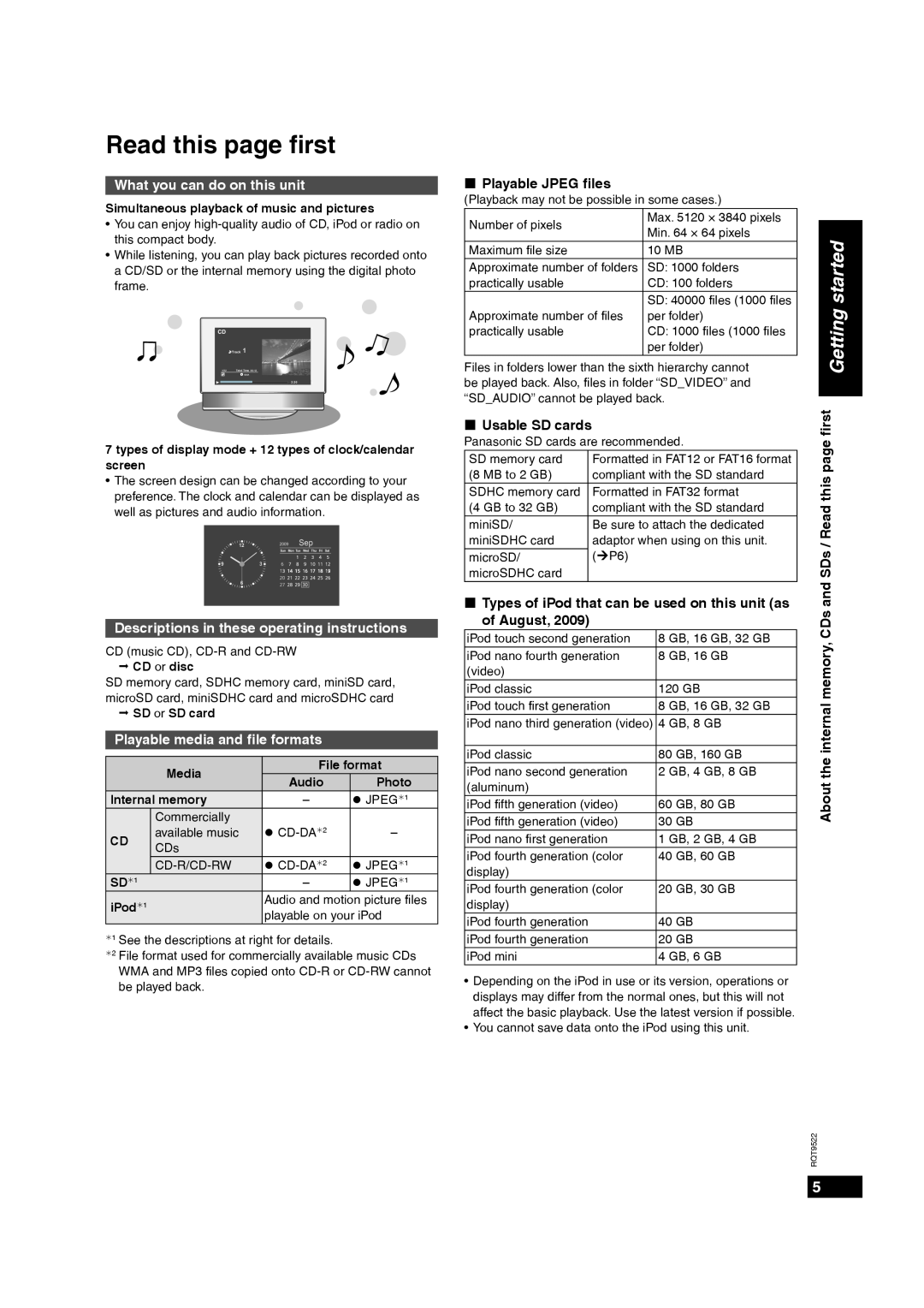 Panasonic MW-10 Read this page ﬁrst, What you can do on this unit, Descriptions in these operating instructions 