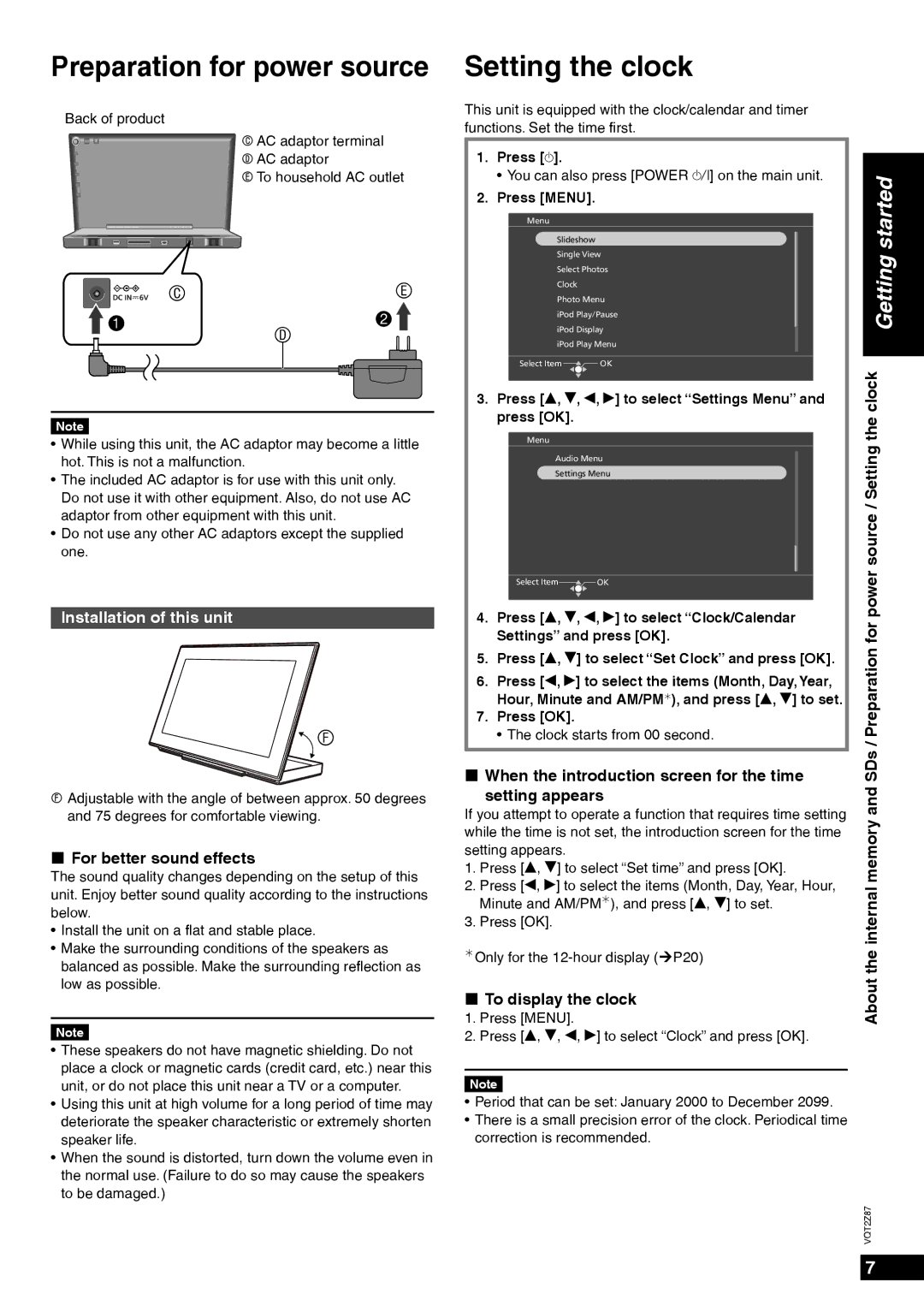 Panasonic MW-20 operating instructions Preparation for power source, Setting the clock, Installation of this unit 