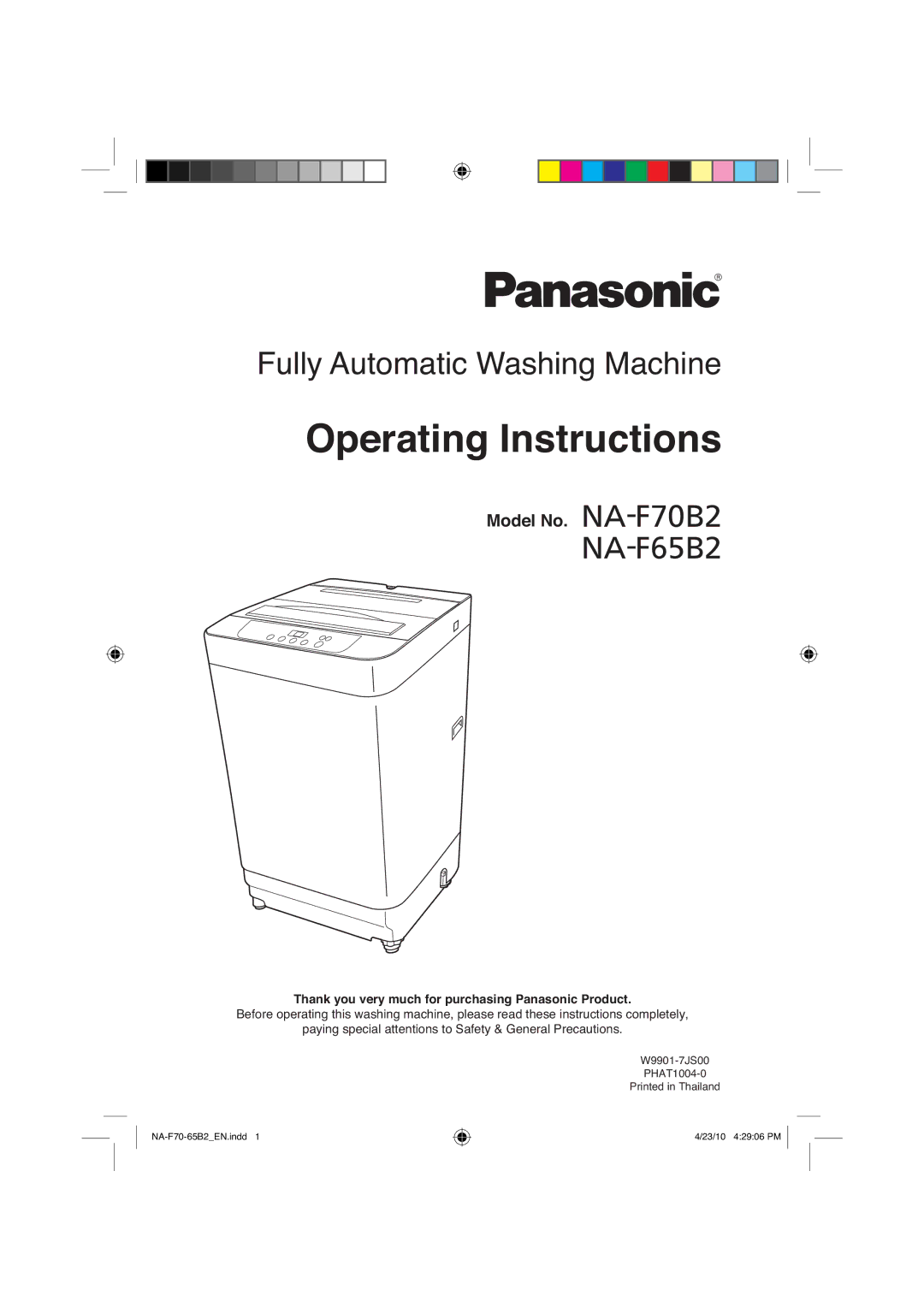 Panasonic NA-F70B2, NA-F65B2 manual 7KDQN\RXYHU\PXFKIRUSXUFKDVLQJ3DQDVRQLF3URGXFW 