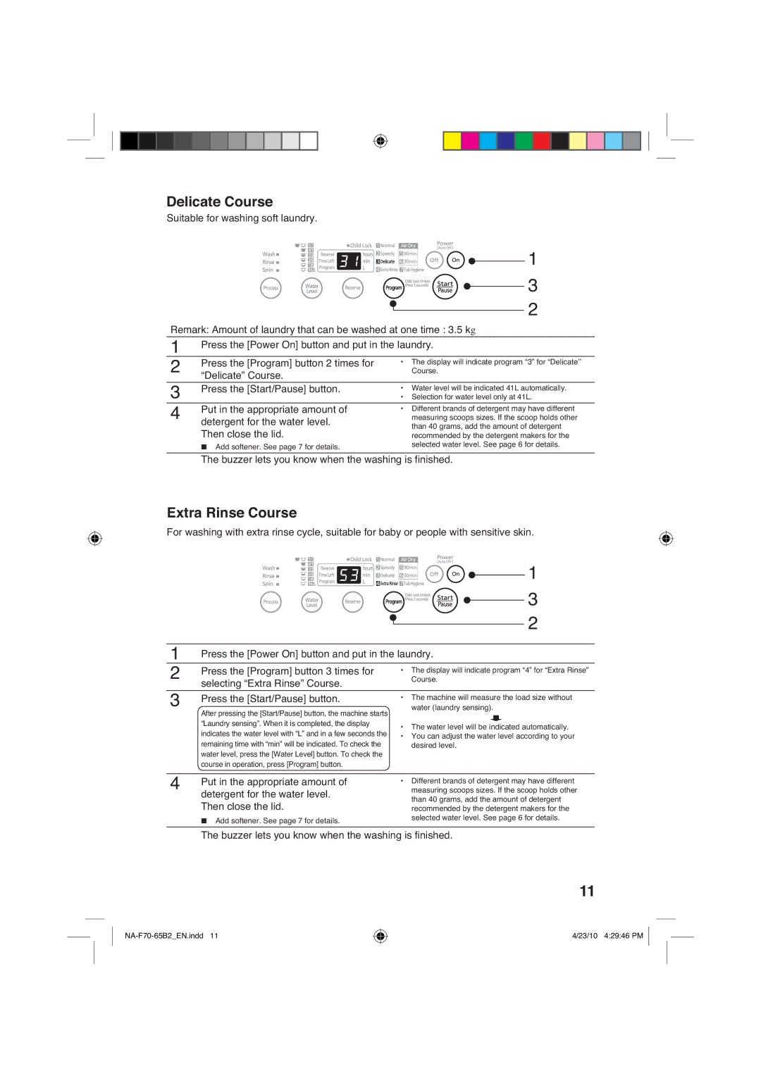 Panasonic NA-F70B2, NA-F65B2 Holfdwh&Rxuvh, WUD5LQVH&RXUVH, ´HOLFDWHµ&RXUVH, VHOHFWLQJ´WUD5LQVHµ&RXUVH 