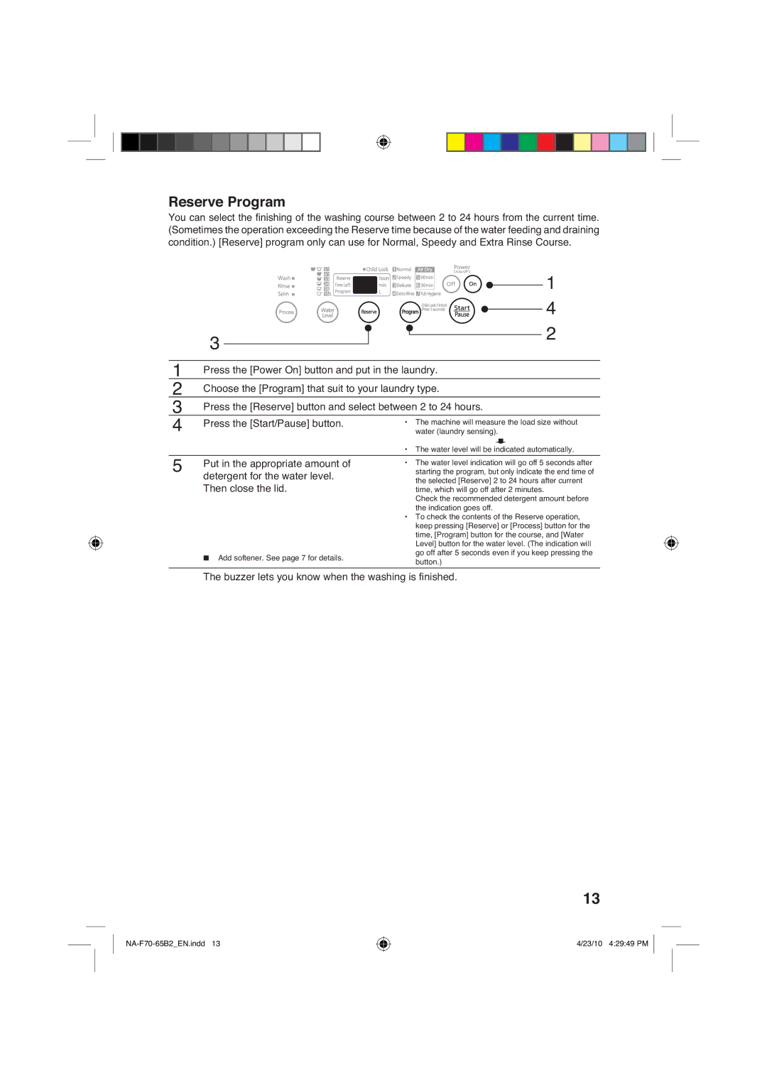 Panasonic NA-F70B2 manual 5HVHUYH3URJUDP, KRRVHWKH3URJUDP@WKDWVXLWWR\RXUODXQGU\W\SH, WkhLqglfdwlrqJrhvRii 