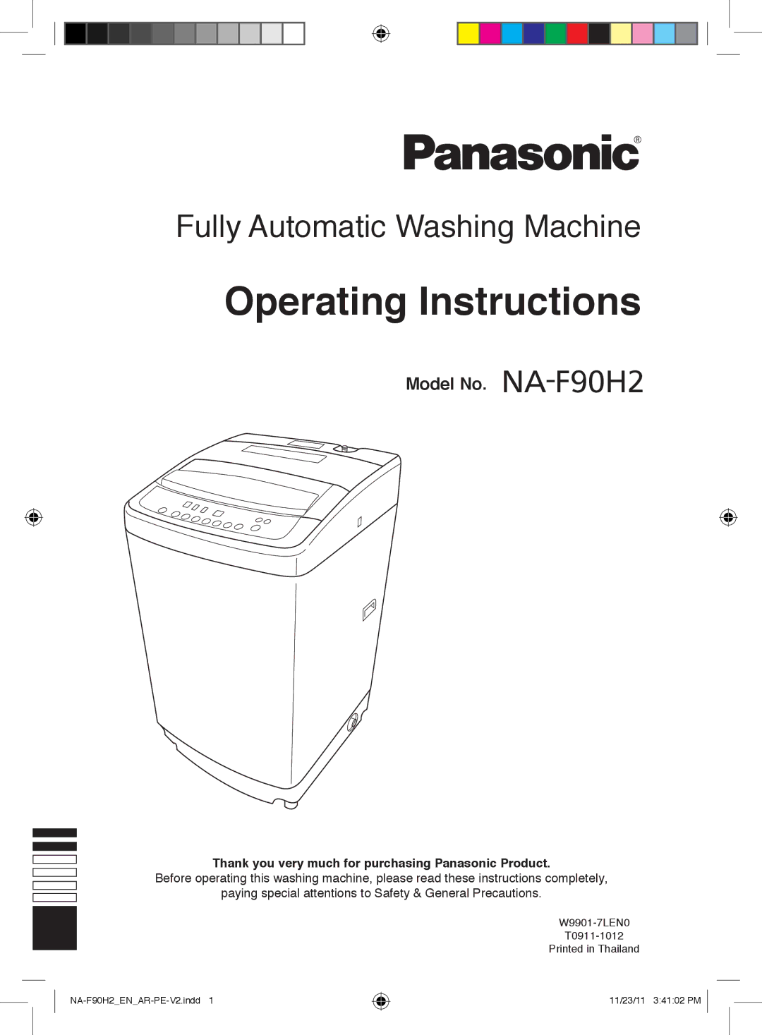 Panasonic operating instructions Model No. NA-F90H2, Thank you very much for purchasing Panasonic Product 