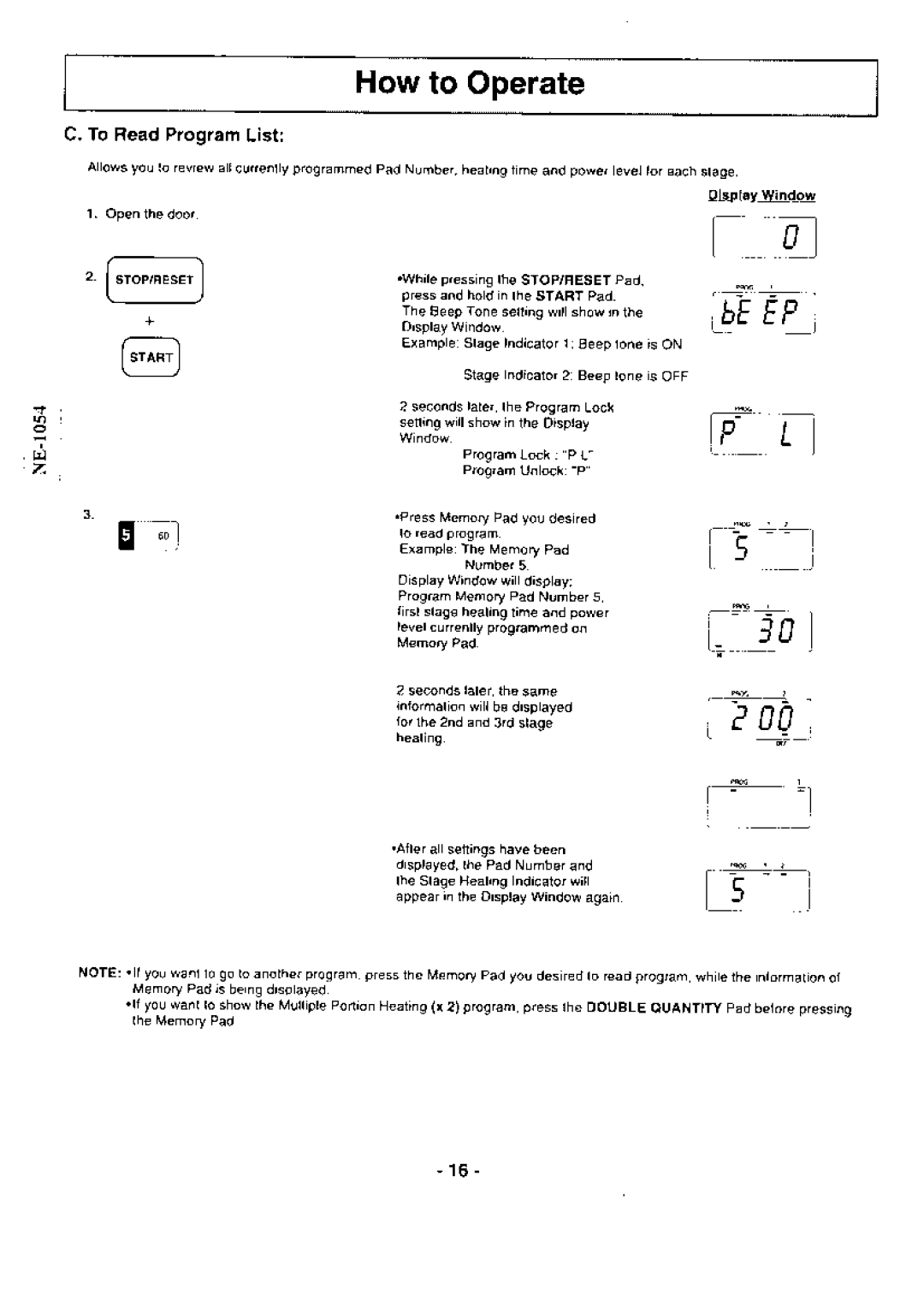 Panasonic NB-1024 manual R l, To Read ProgramList, +q-+=+--r 