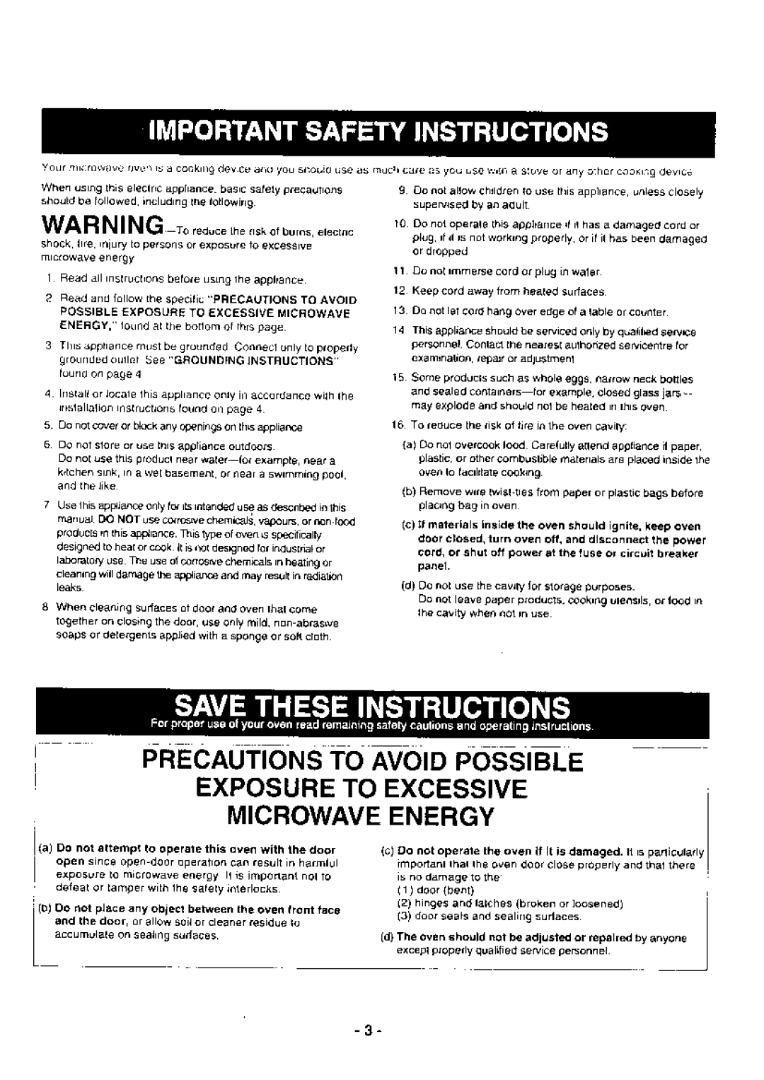 Panasonic NB-1024 manual WA R N I N G-ro reducetheriskofburns,erecrrc, Precautions, To Avotd, Instructions 