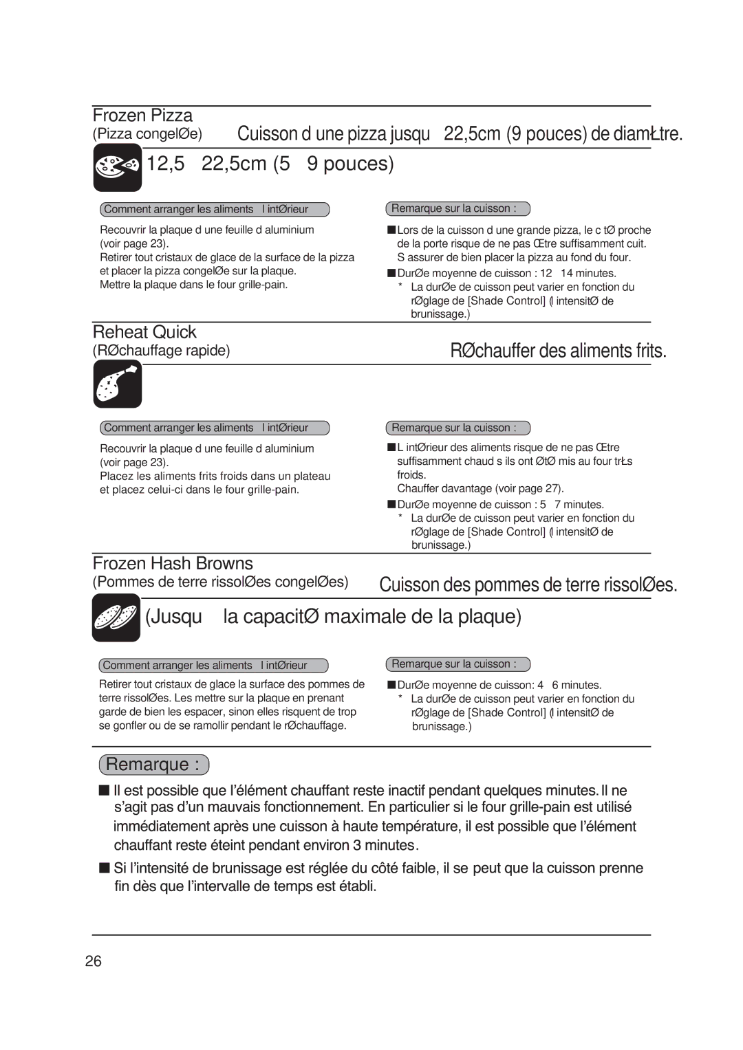 Panasonic NBG110P, NB-G110P manual 12,5 à 22,5cm 5 à 9 pouces 