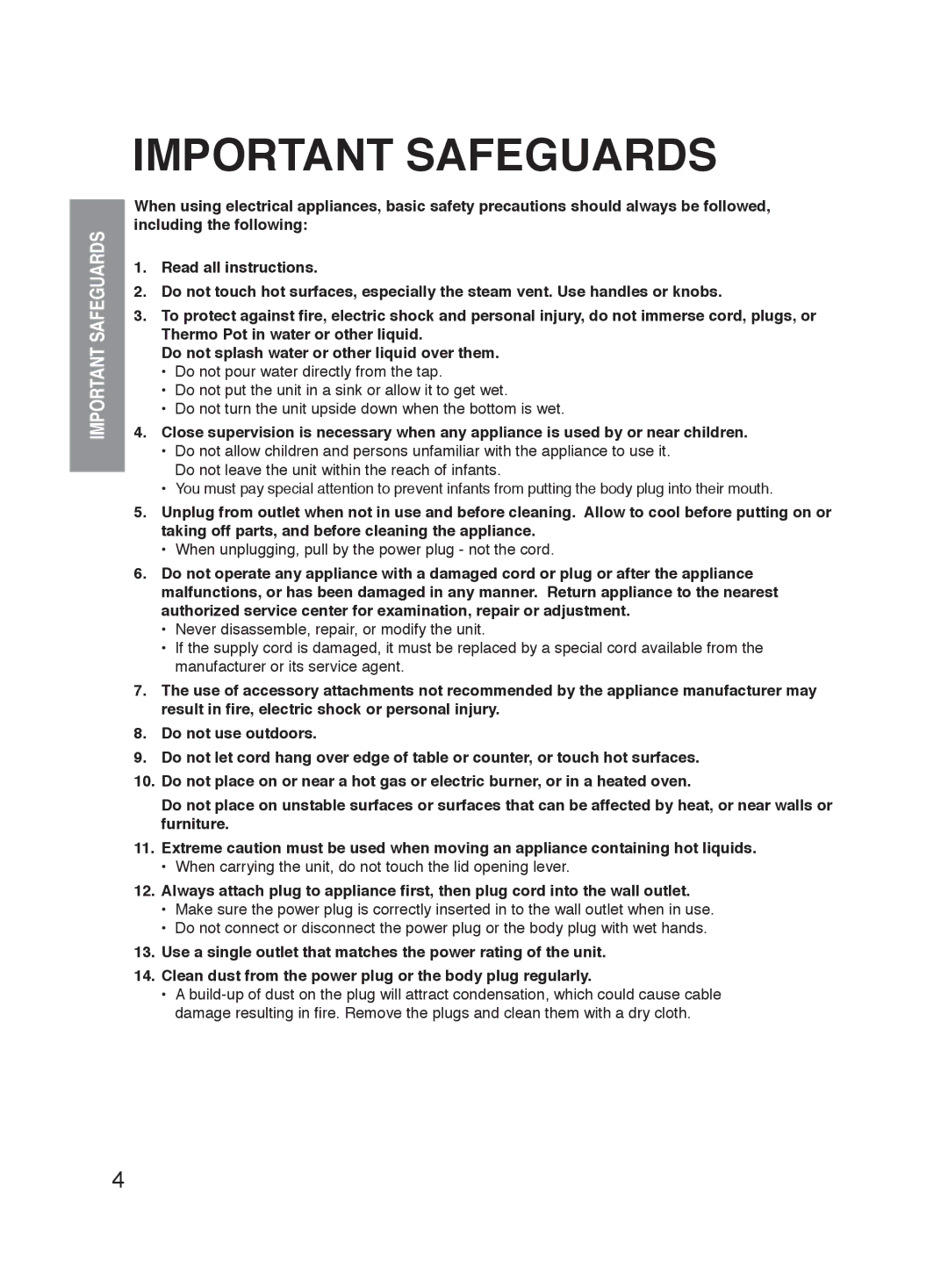 Panasonic NC-HU401P, NC-HU301P operating instructions Important Safeguards 