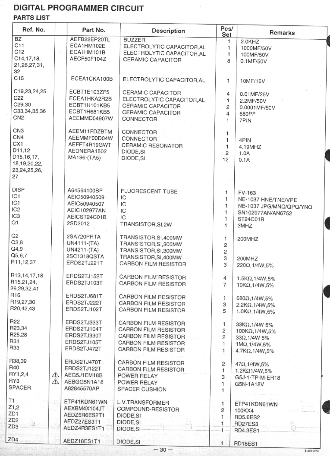 Panasonic NE-1037 manual 