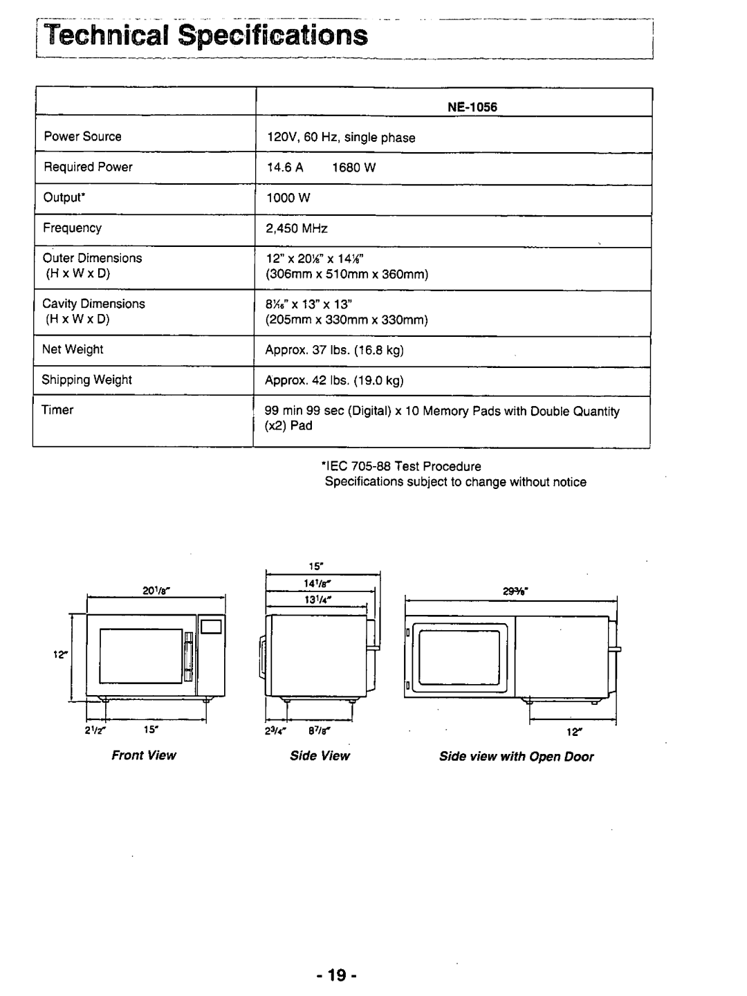 Panasonic NE-1056 manual 