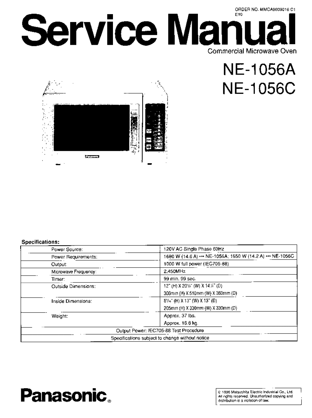 Panasonic NE-1056C manual 