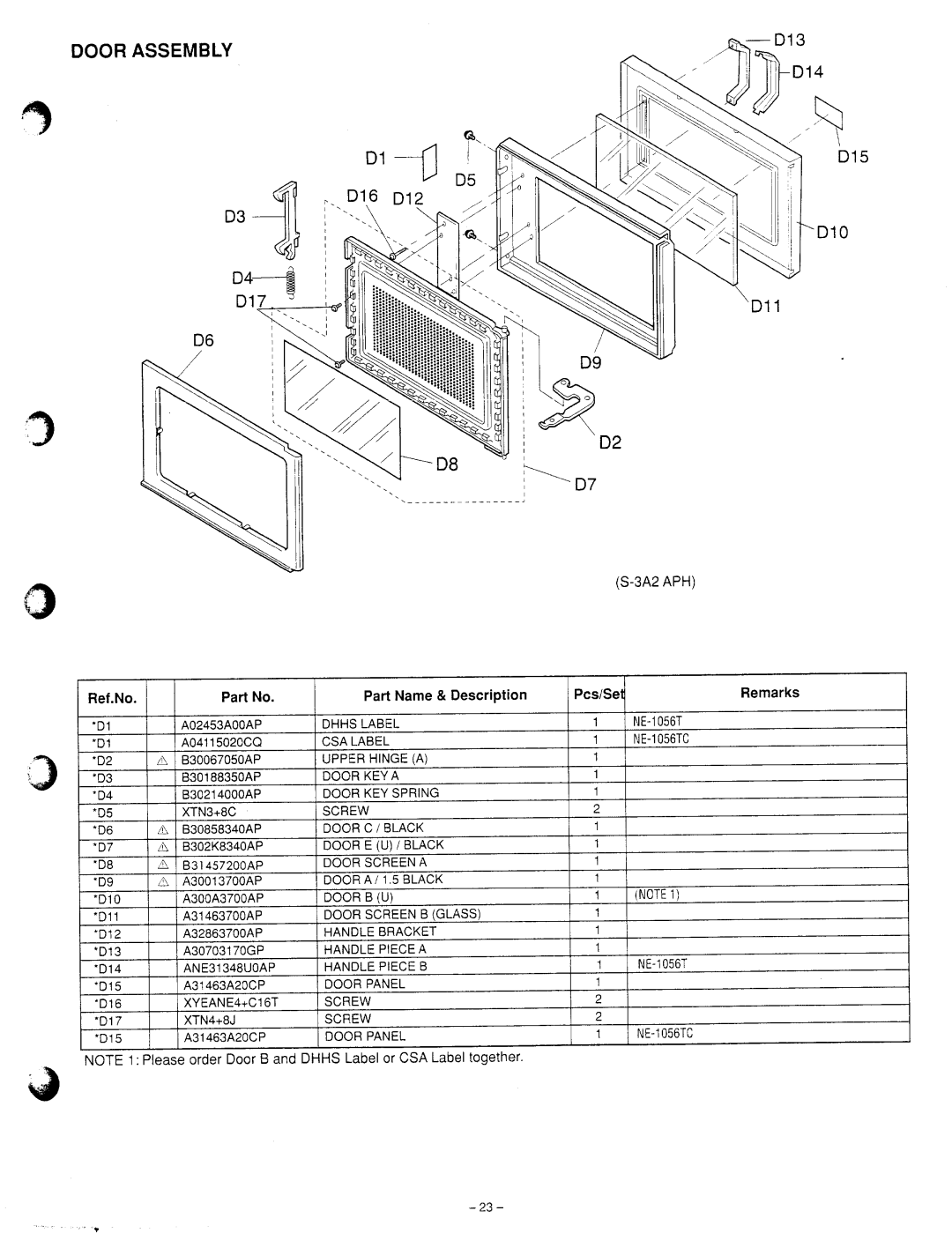 Panasonic NE-1056TC manual 