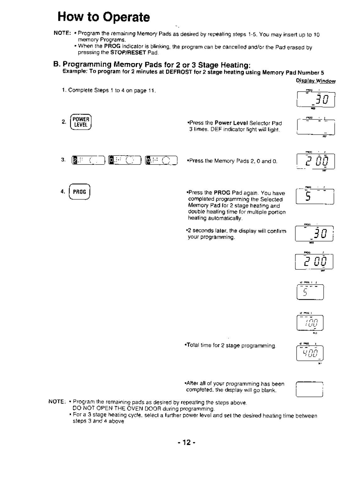 Panasonic NE-1064 manual ProgrammingMemoryPadslor 2 or 3 StageHeating, Rg+, Er-Tl-l Ef l--l Press Pads TheMemory And0 