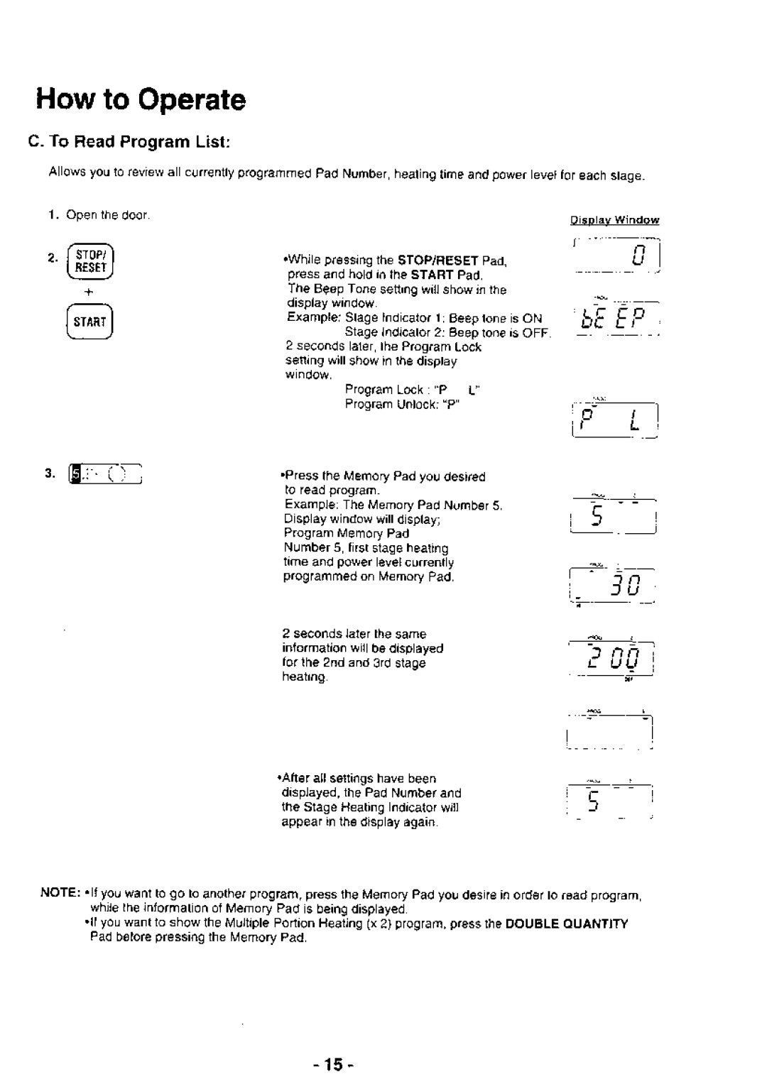 Panasonic NE-1064 manual 1y*,J, STot, To ReadProgramList 