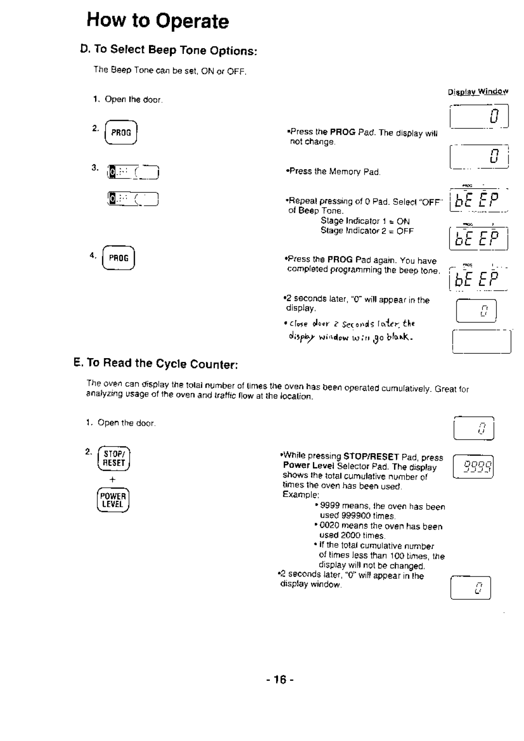 Panasonic NE-1064 manual Mlll, FPo!ml, To SelectBeepToneOptions, To Readthe CycleCounter 