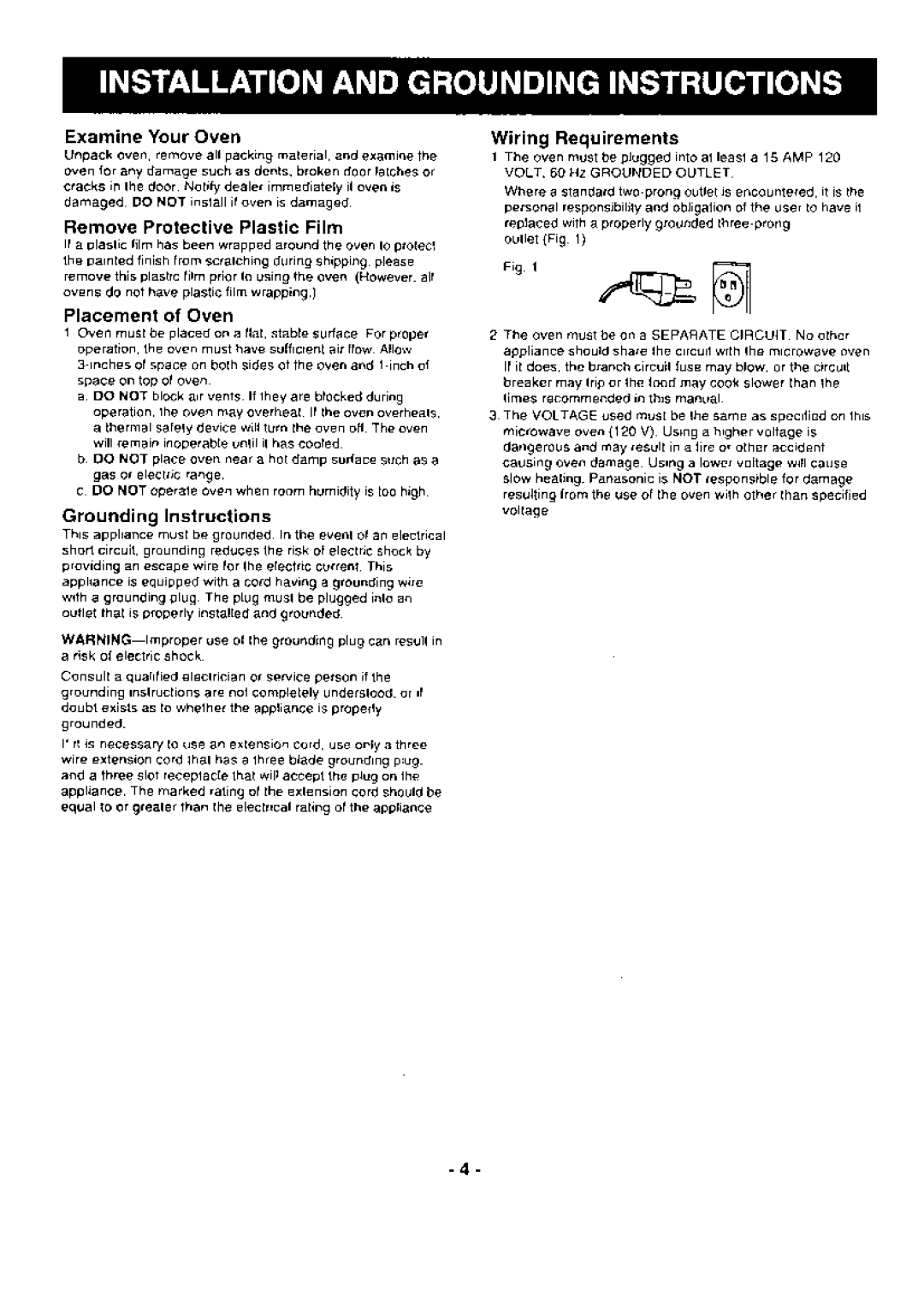 Panasonic NE-1064 manual ExamineYourOven, GroundingInstructions, WiringRequirements 