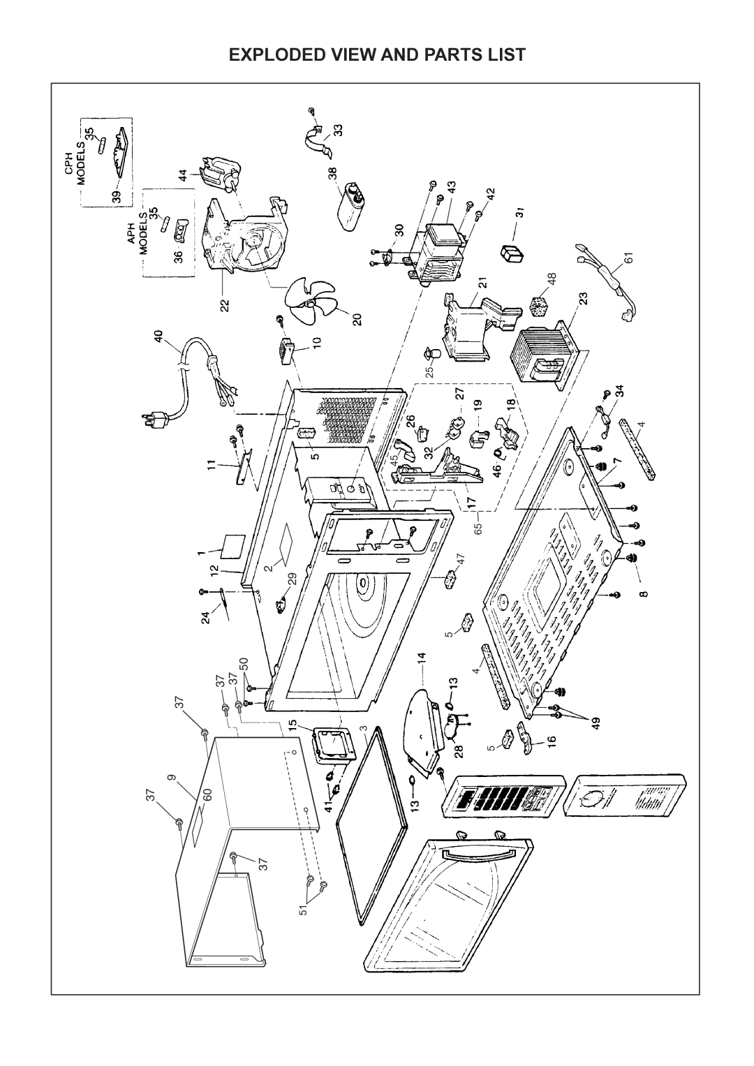 Panasonic NE-1064F, NE-1064C, NE-1054F, NE-1054C, NE-1024C, NE-1024F service manual Exploded View and Parts List 