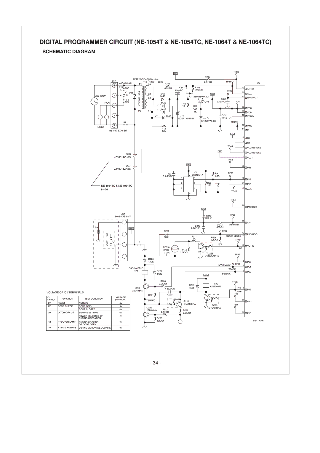 Panasonic NE-1024TC, NE-1064TC, NE-1054TC manual 