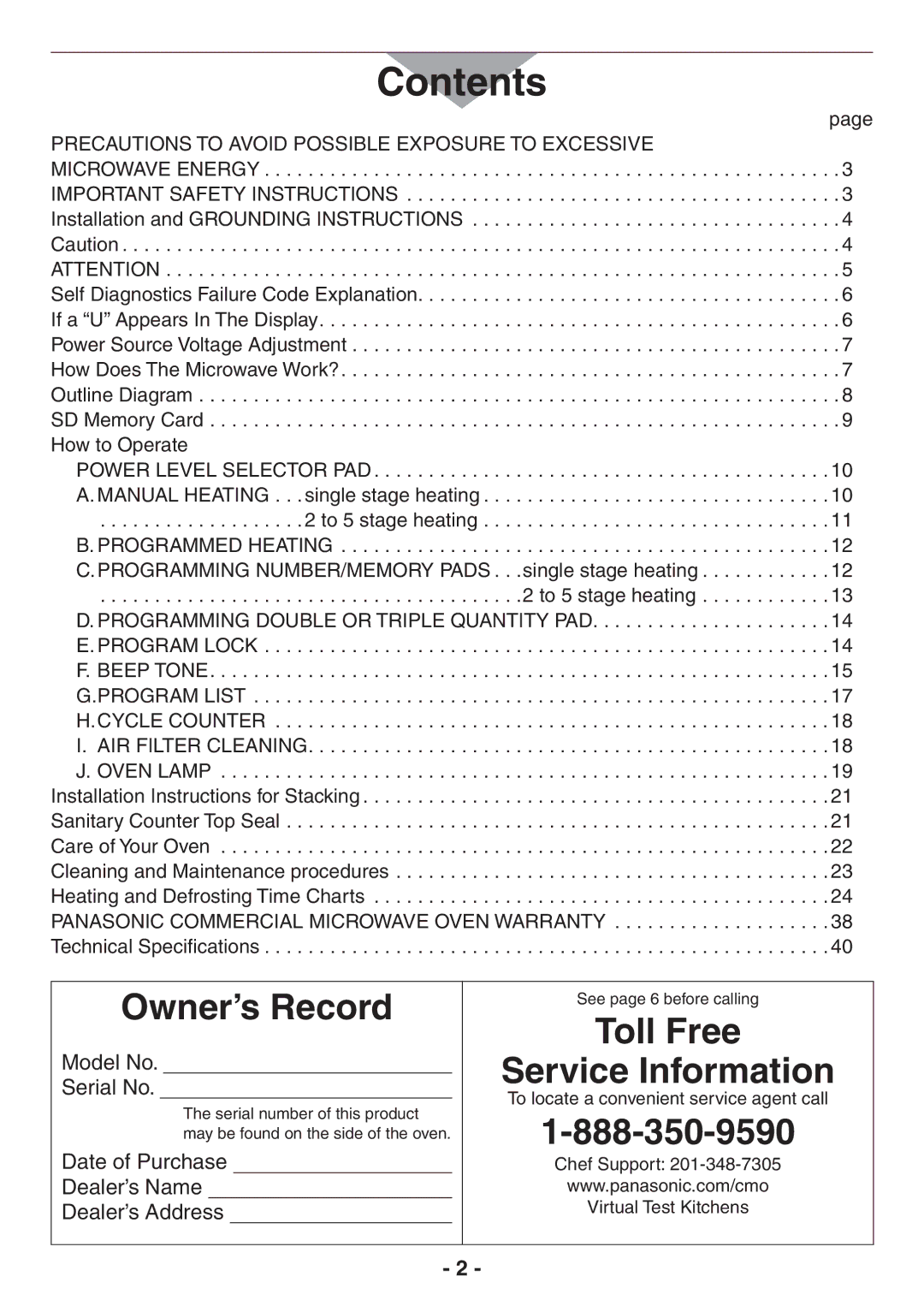 Panasonic NE-17521, NE-21523, NE-21521, NE-17723, NE-17523, NE-12521, NE-12523 operating instructions Contents 