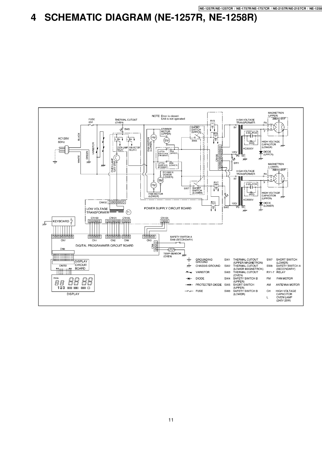 Panasonic NE-1257CR, NE-2157CR, NE-1757CR manual Schematic Diagram NE-1257R, NE-1258R 