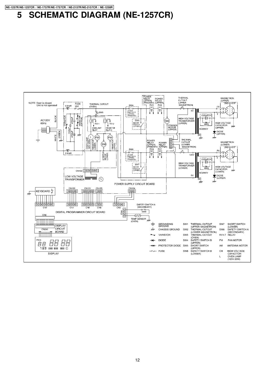 Panasonic NE-2157CR, NE-1757CR manual Schematic Diagram NE-1257CR 