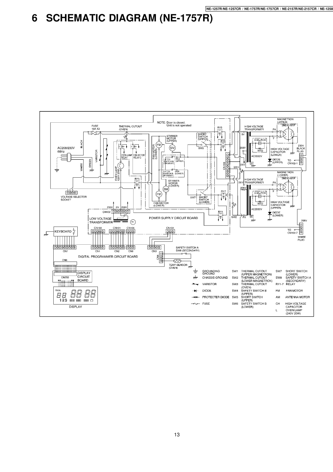 Panasonic NE-1757CR, NE-2157CR, NE-1257CR manual Schematic Diagram NE-1757R 