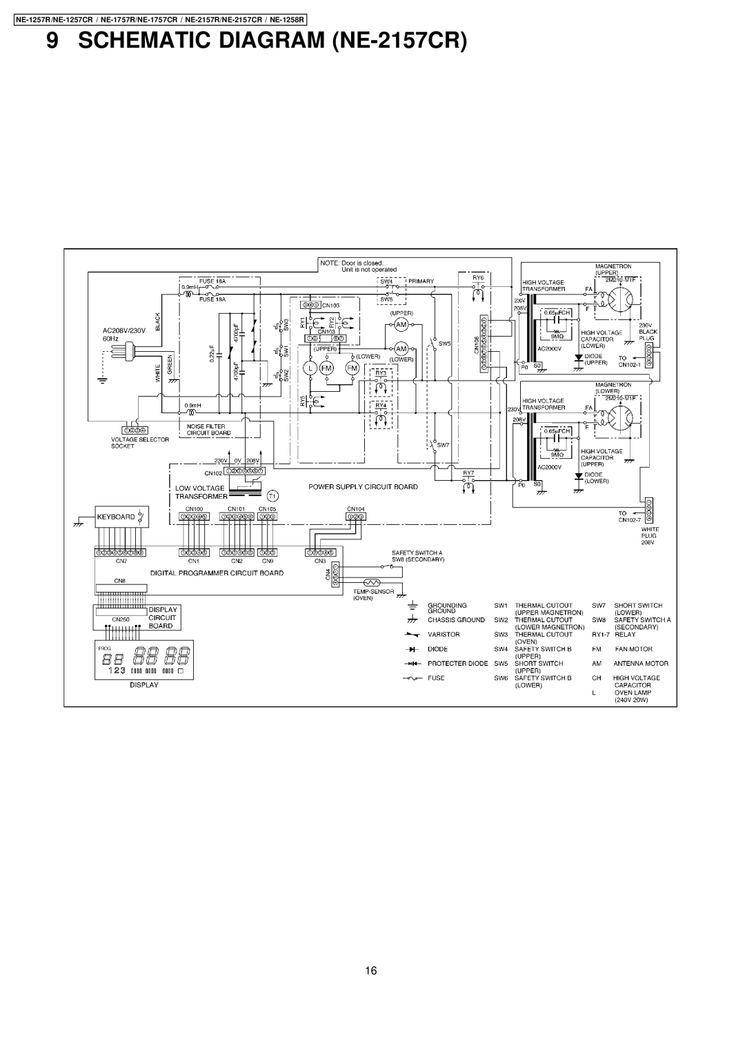 Panasonic NE-1757CR, NE-1257CR manual Schematic Diagram NE-2157CR 