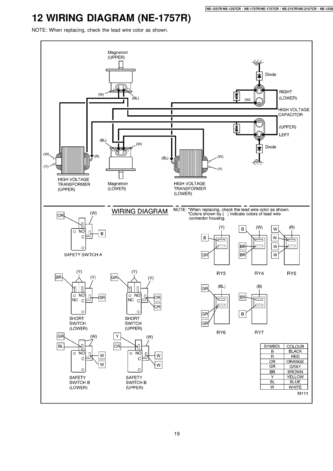 Panasonic NE-1757CR, NE-2157CR, NE-1257CR manual Wiring Diagram NE-1757R 