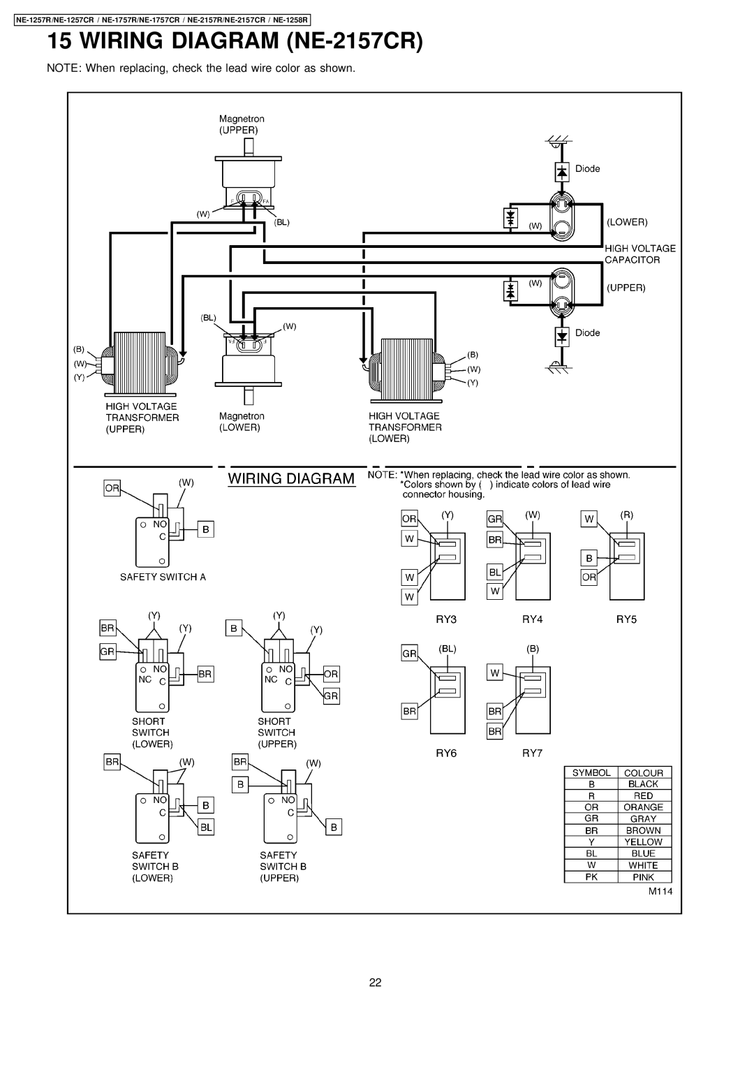 Panasonic NE-1757CR, NE-1257CR manual Wiring Diagram NE-2157CR 