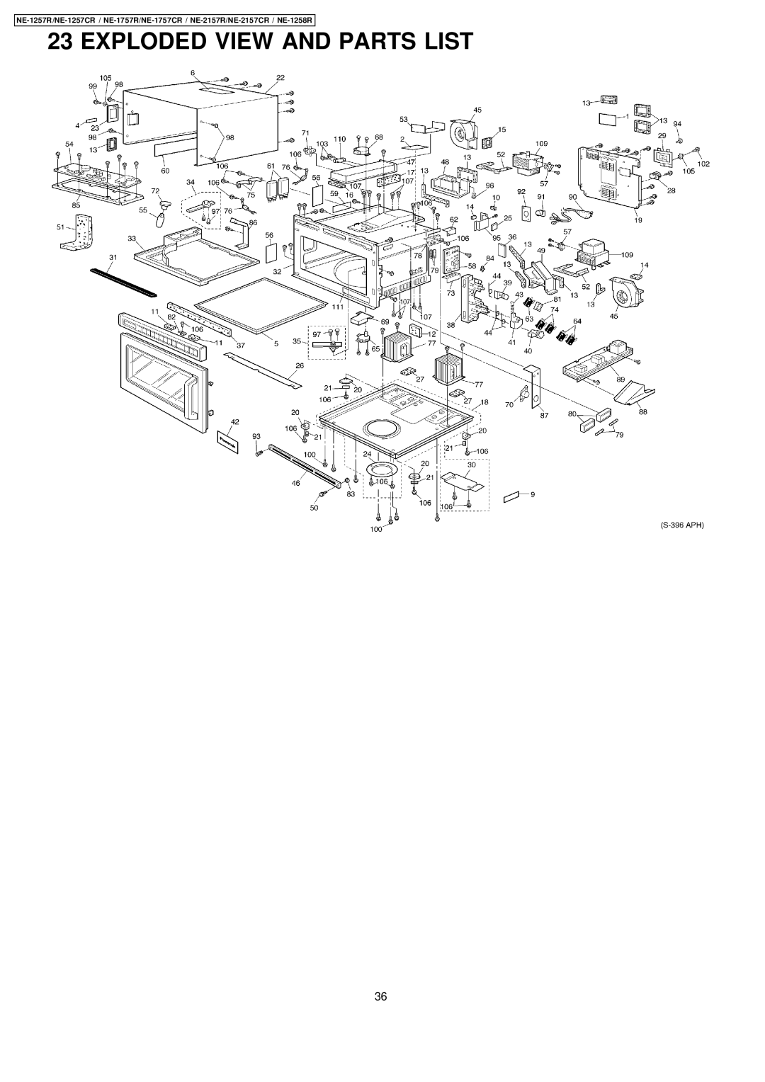 Panasonic NE-2157CR, NE-1757CR, NE-1257CR manual Exploded View and Parts List 