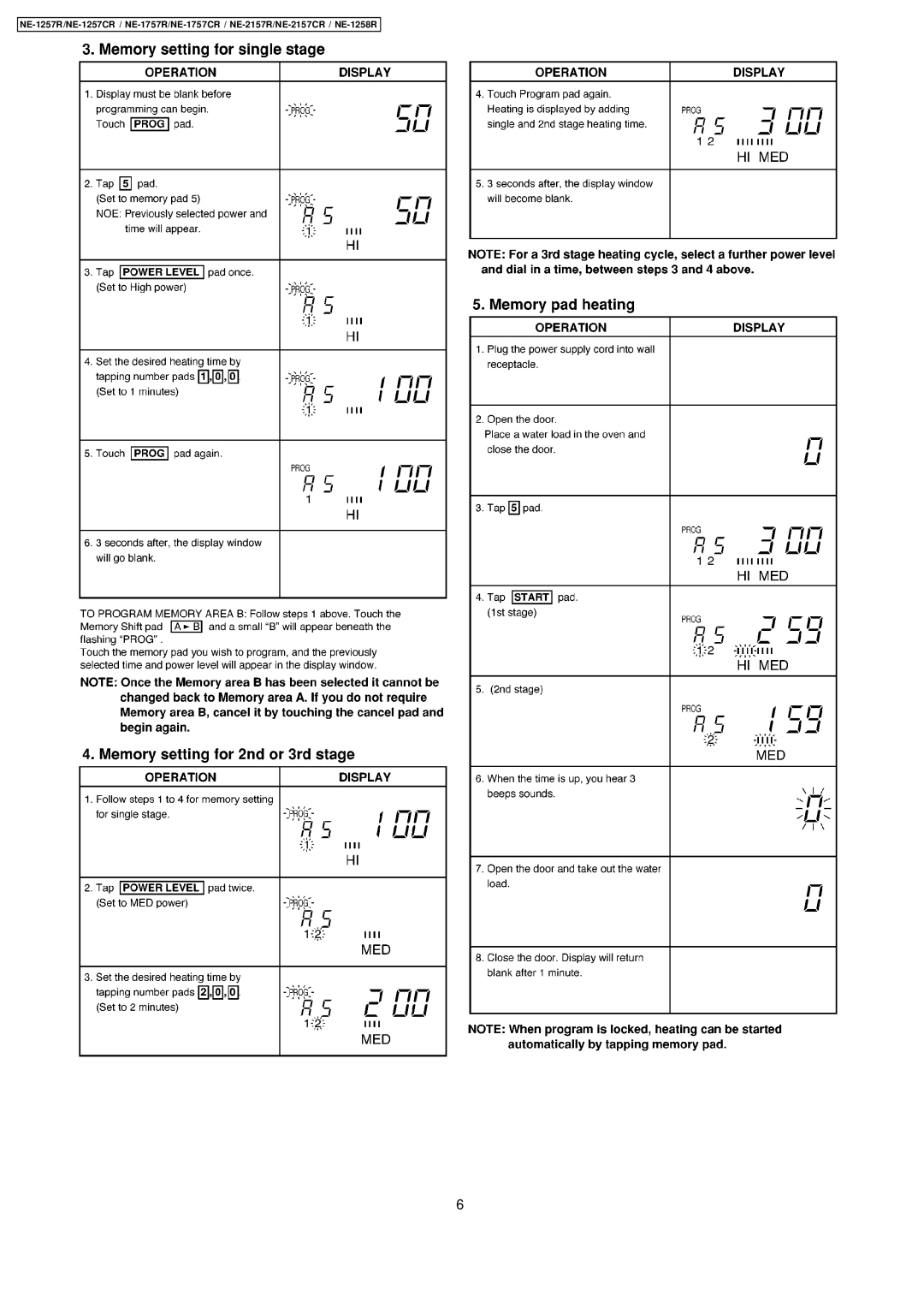 Panasonic NE-2157CR, NE-1757CR, NE-1257CR manual 