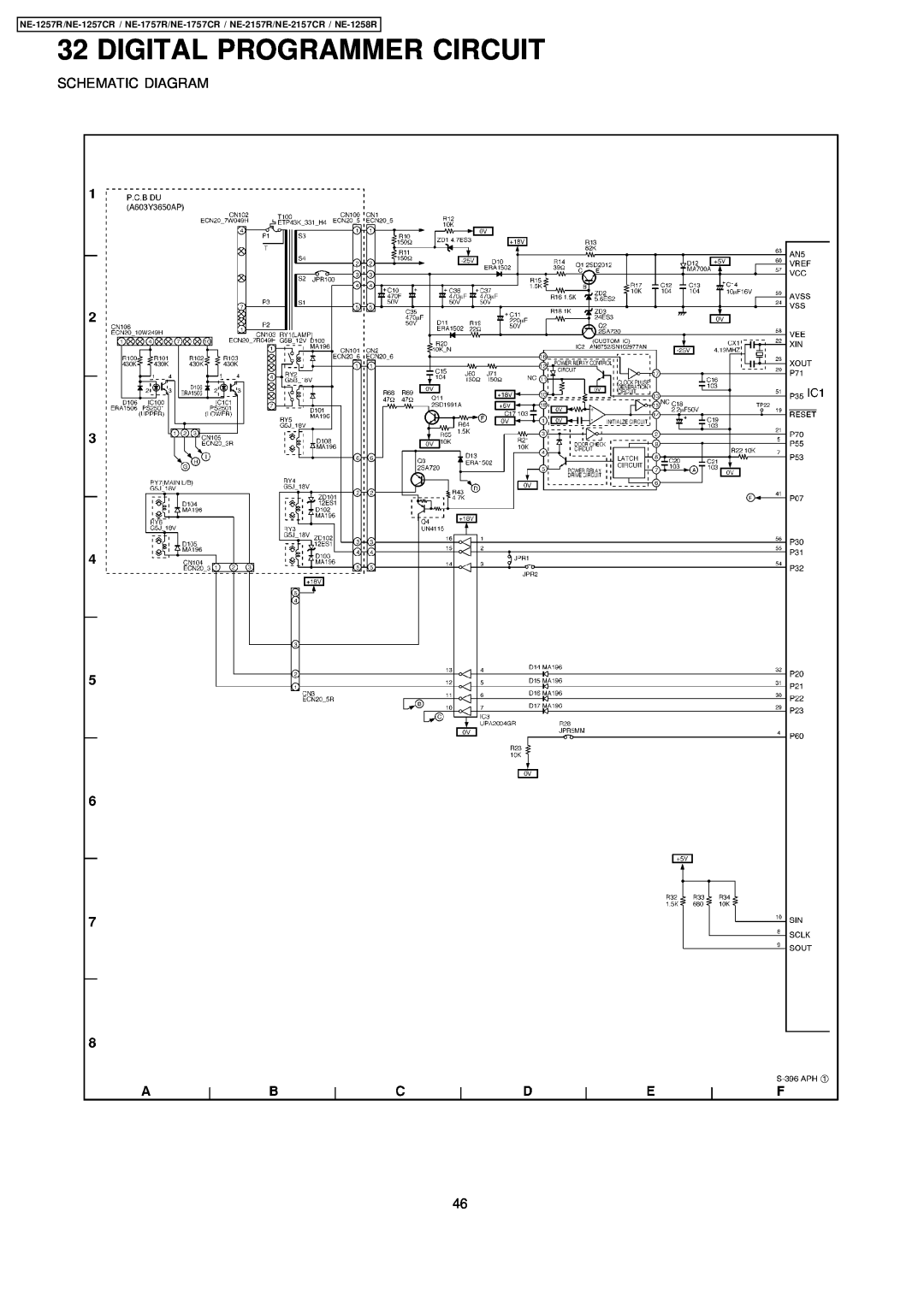 Panasonic NE-1757CR, NE-2157CR, NE-1257CR manual Digital Programmer Circuit, Schematic Diagram 