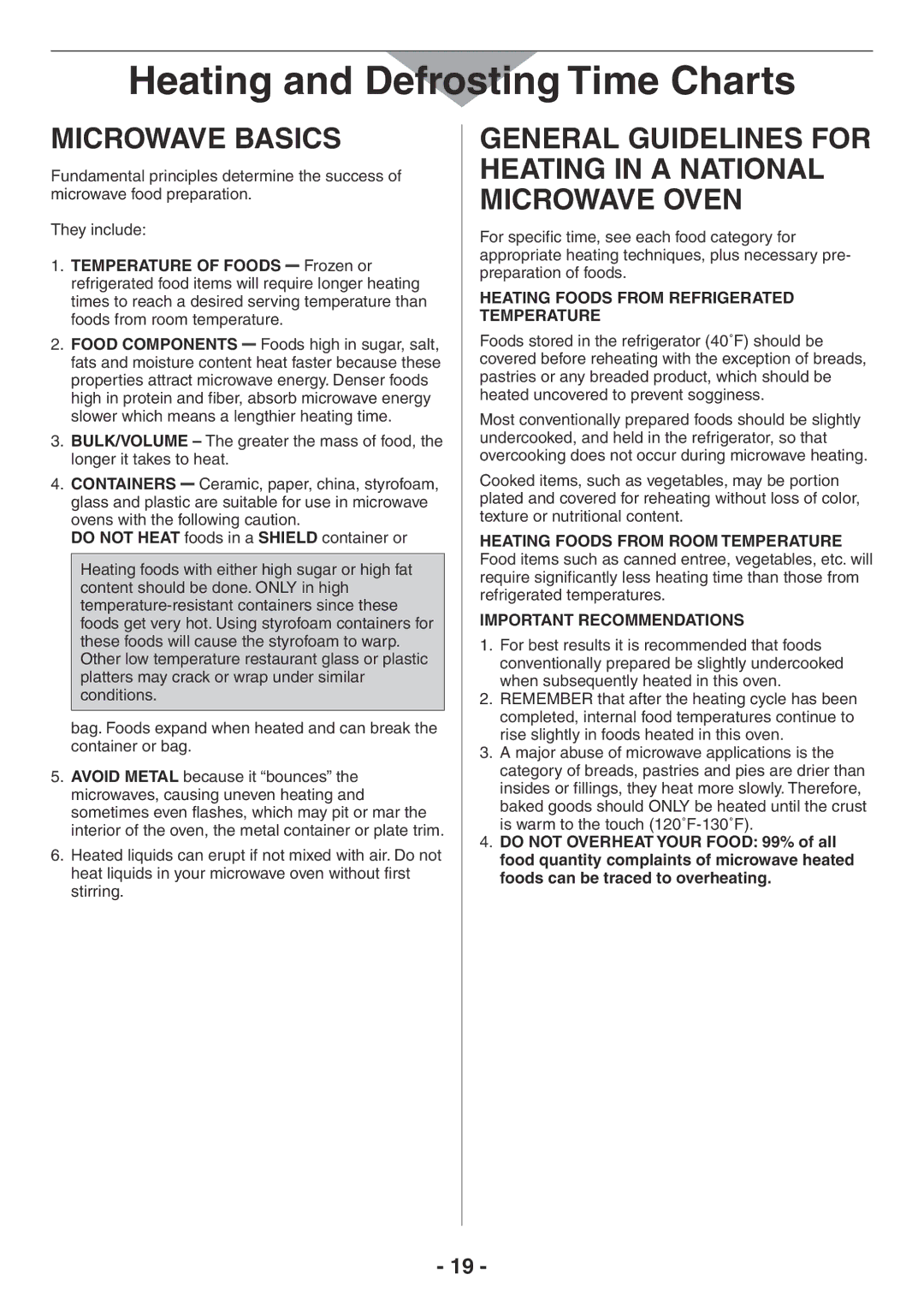 Panasonic NE-1258R, NE-2157R, NE-1757R manual Microwave basics, General guidelines for heating in a national microwave oven 