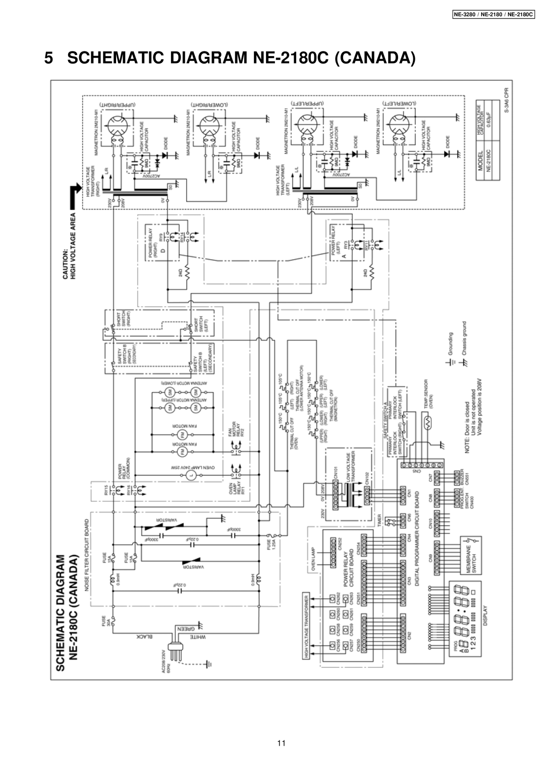 Panasonic NE-3280 manual Schematic Diagram NE-2180C Canada 