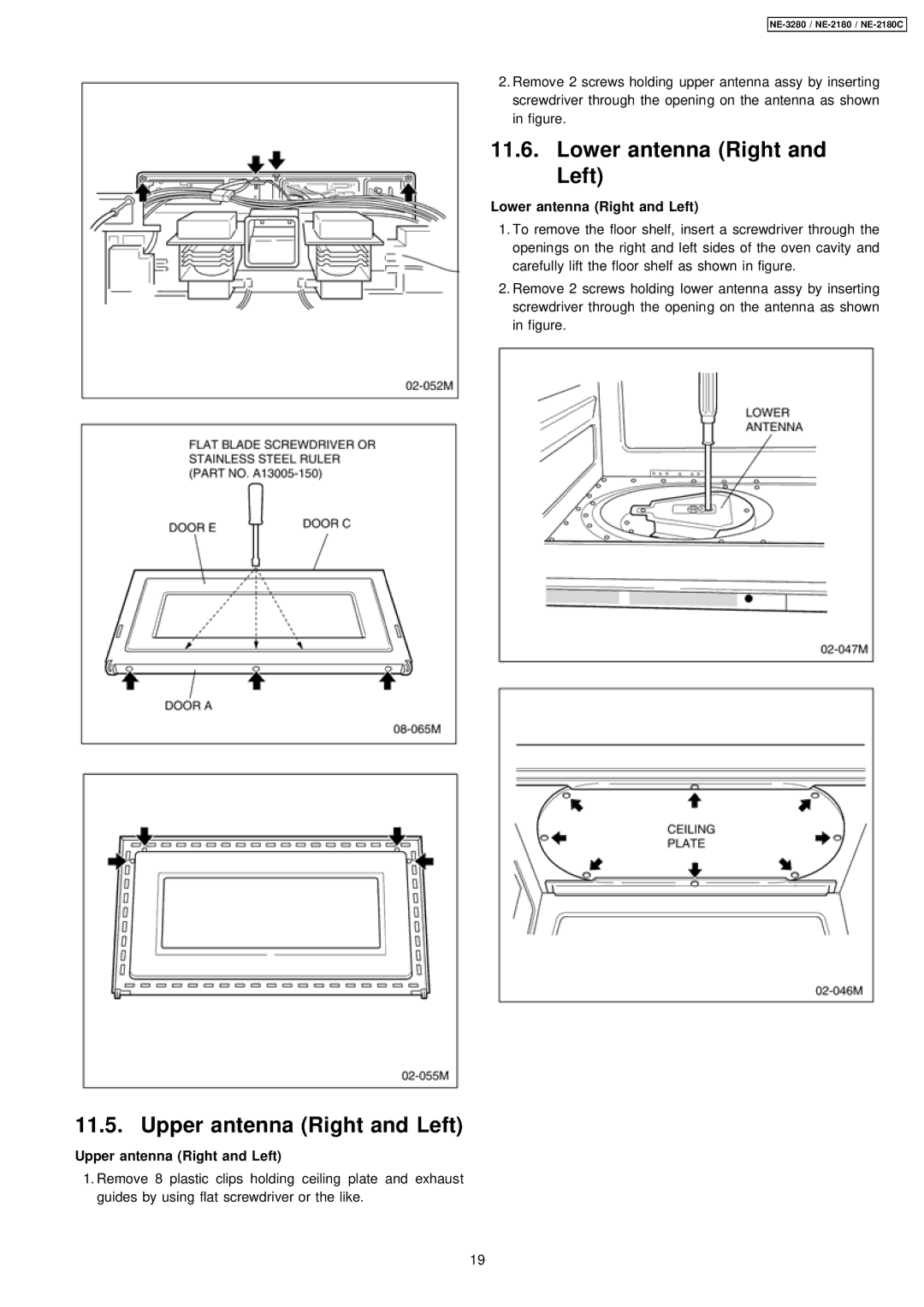 Panasonic NE-3280, NE-2180C manual Lower antenna Right and Left, Upper antenna Right and Left 