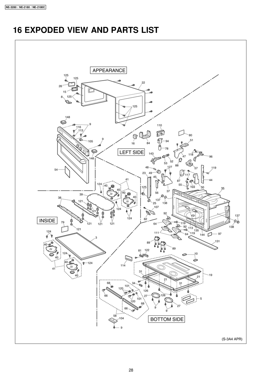 Panasonic NE-3280, NE-2180C manual Expoded View and Parts List 