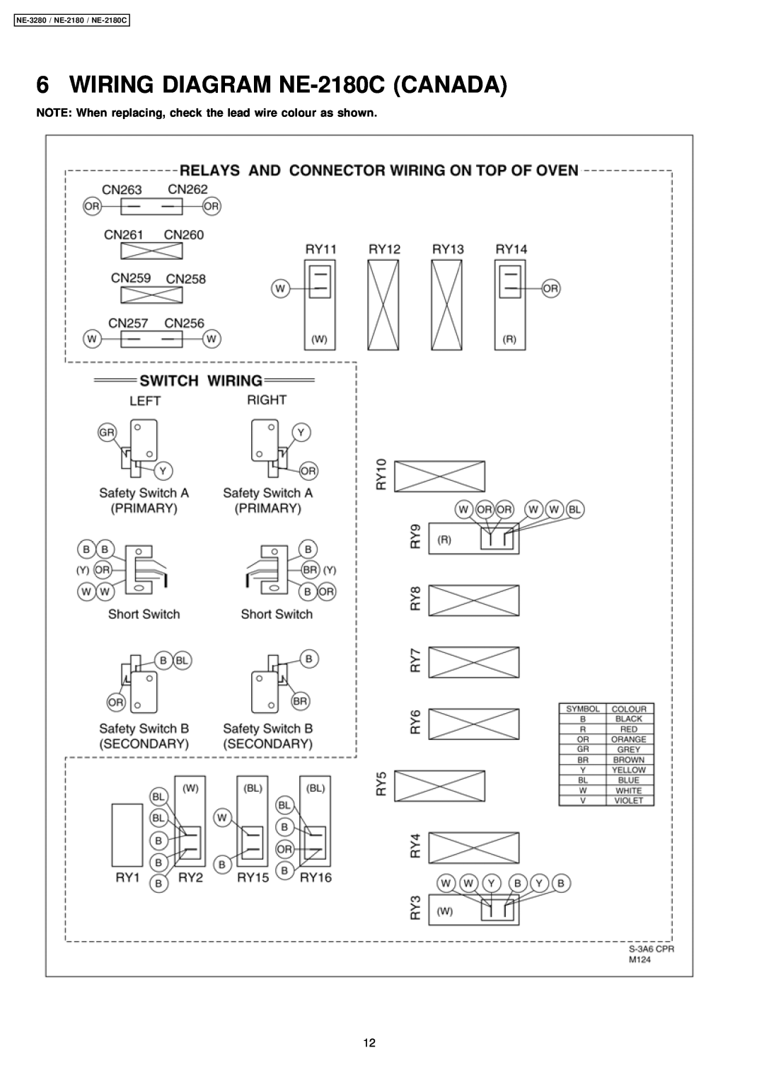 Panasonic manual WIRING DIAGRAM NE-2180CCANADA, NE-3280 / NE-2180 / NE-2180C 
