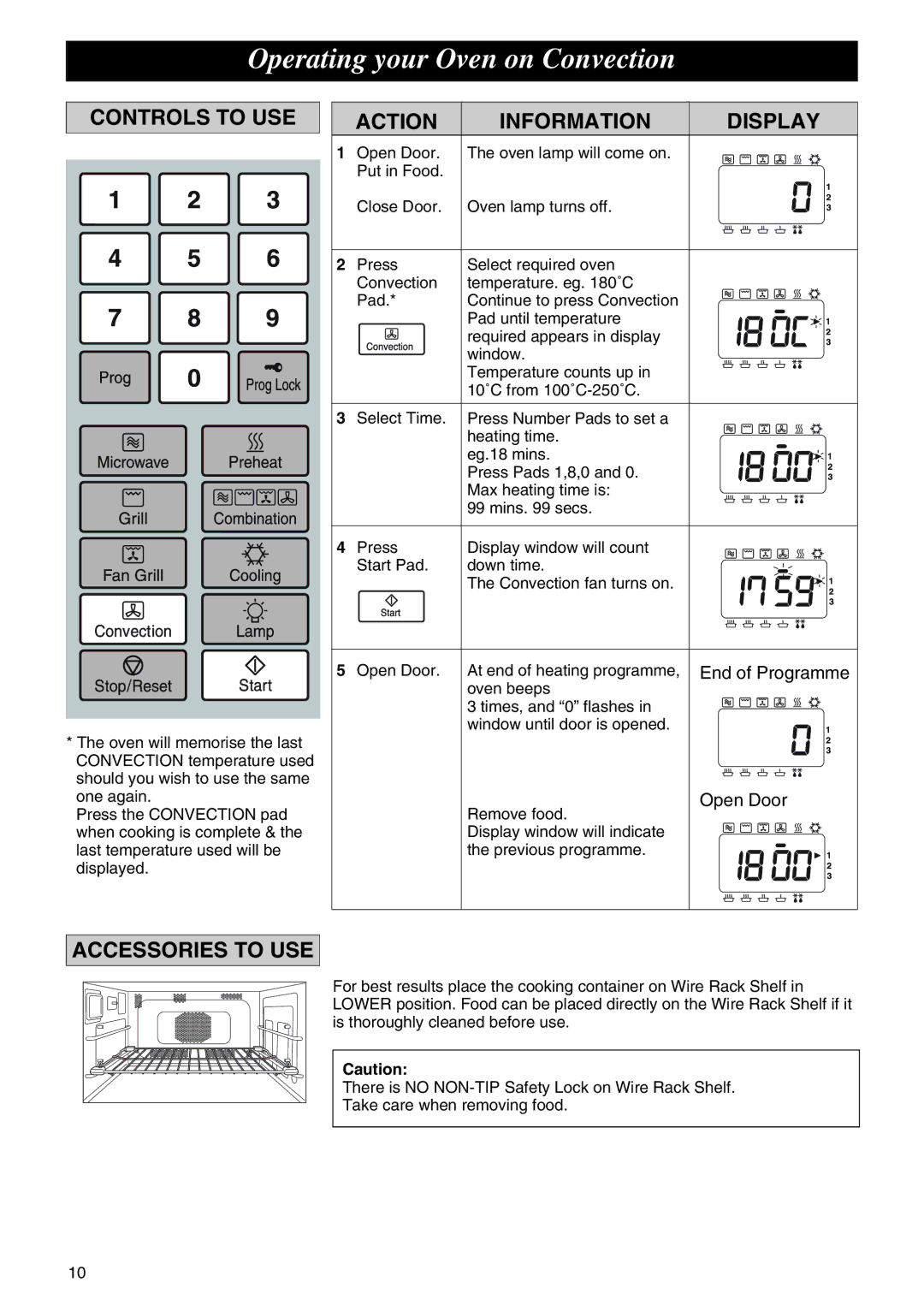 Panasonic NE-C1275 operating instructions Operating your Oven on Convection, Controls to USE 