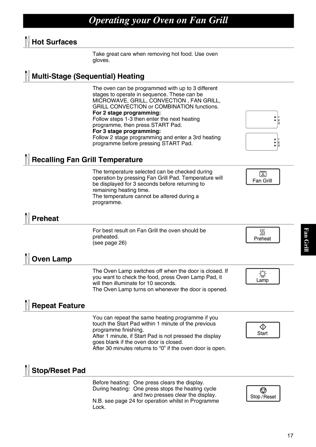 Panasonic NE-C1275 operating instructions Recalling Fan Grill Temperature 