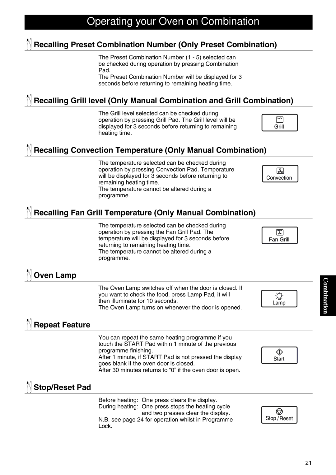 Panasonic NE-C1275 operating instructions Recalling Preset Combination Number Only Preset Combination 