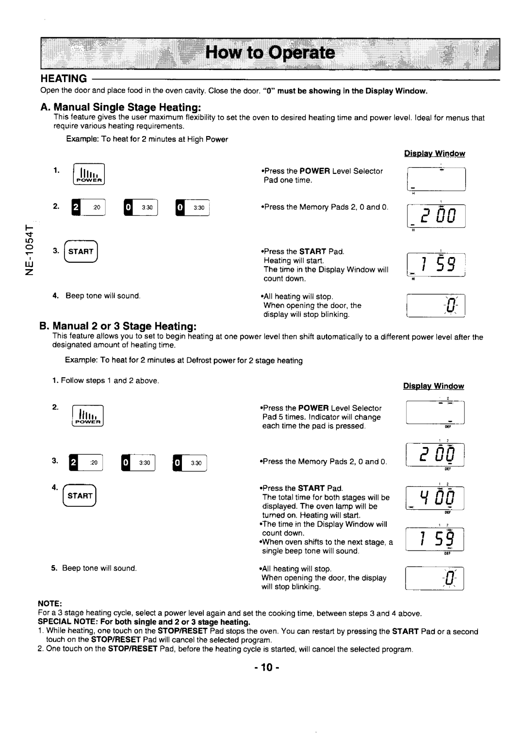 Panasonic NE-l0547, NE-l0247 manual ManualSingleStageHeating, Manual2 or 3 StageHeating 