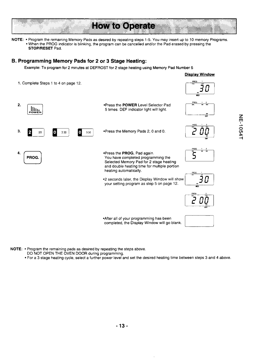 Panasonic NE-l0247, NE-l0547 manual Gnt, ProgrammingMemoryPadsfor 2 or 3 StageHeating 