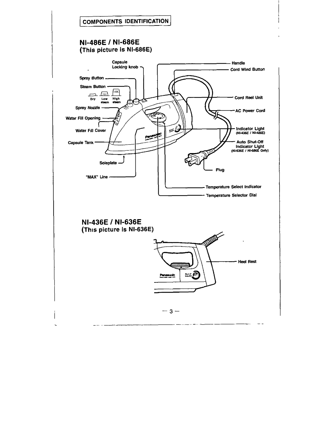 Panasonic NI-636E, NI-686E, NI-486E, NI-436E manual 